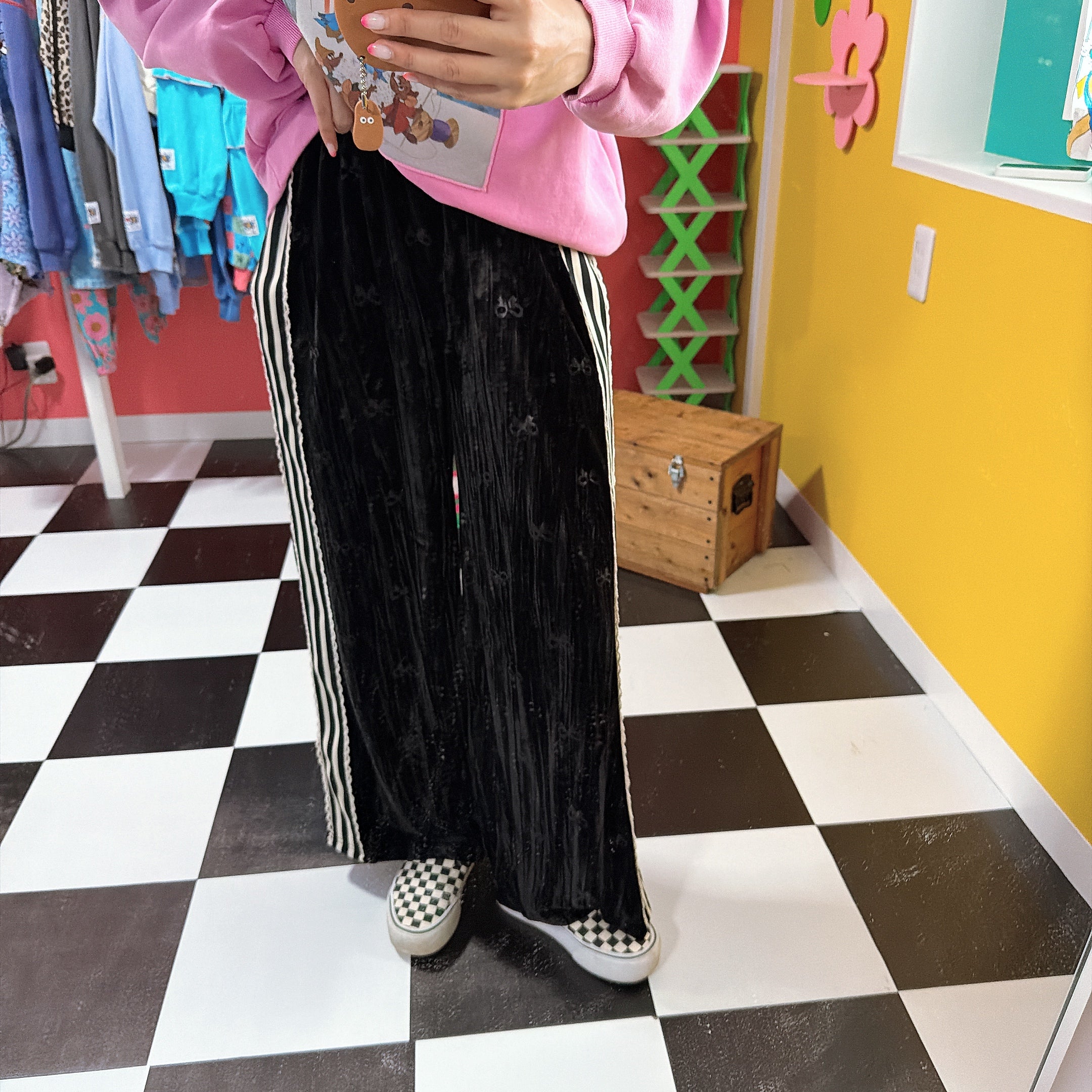 ※予約※2色 リボンベロアラインパンツ 1月中の出荷予定