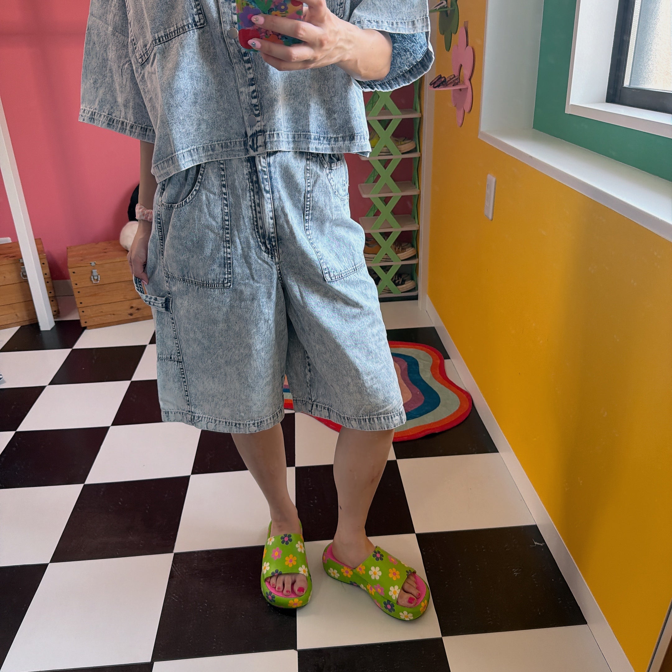 ※上限あり予約※ セットアップ可能 軽量デニムケミカル加工2wayパンツ 6月中旬出荷予定