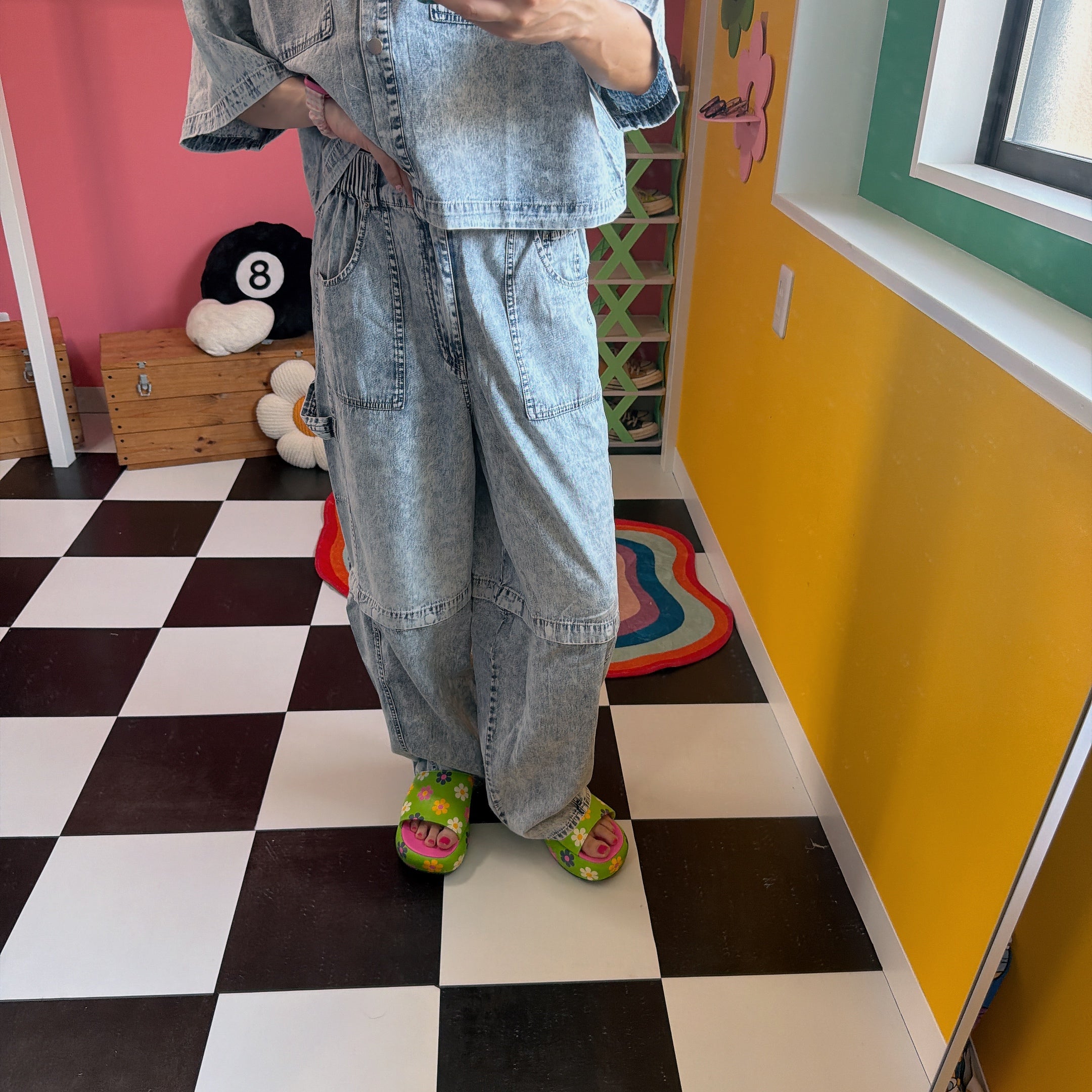 ※上限あり予約※ セットアップ可能 軽量デニムケミカル加工2wayパンツ 6月中旬出荷予定