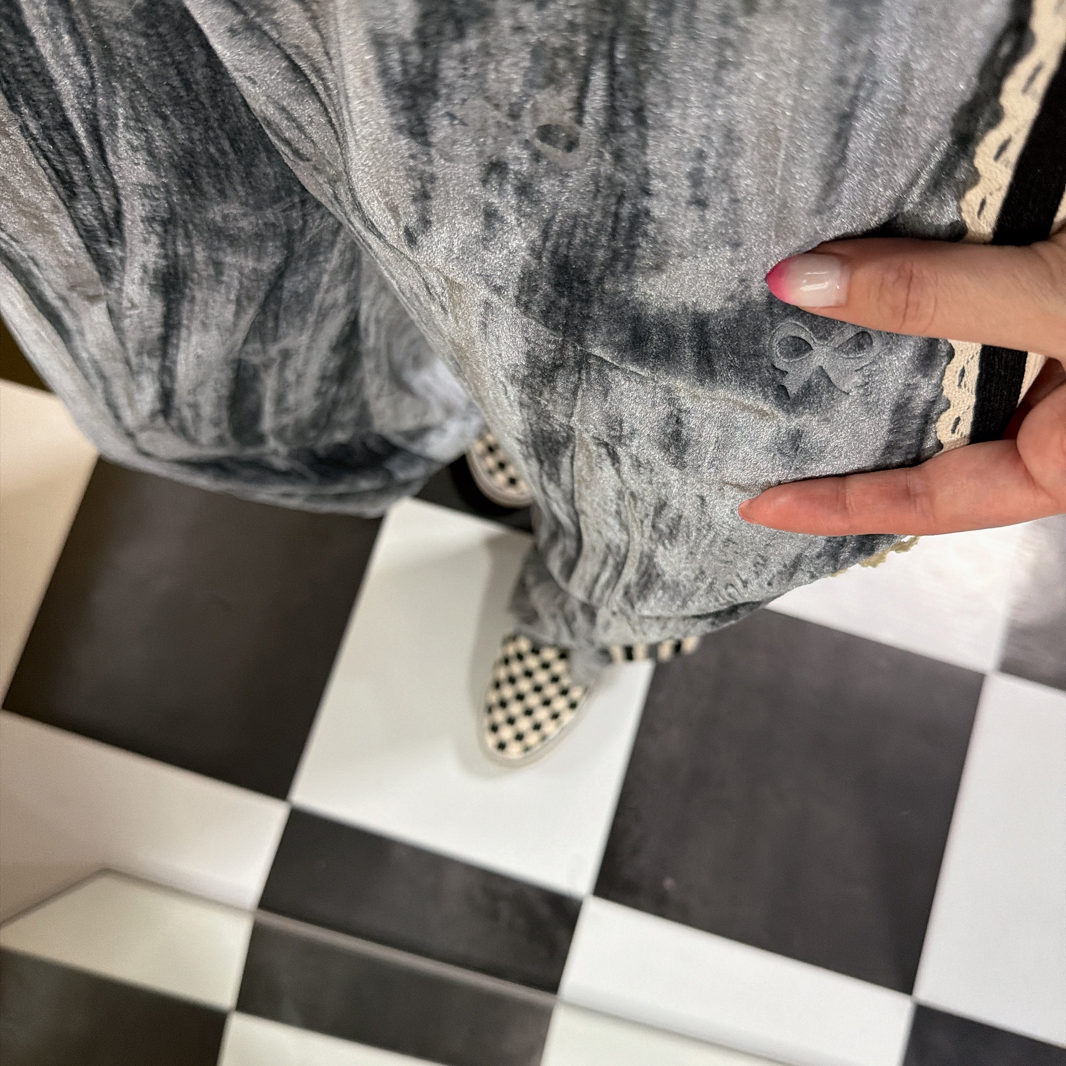 ※予約※2色 リボンベロアラインパンツ 1月中の出荷予定