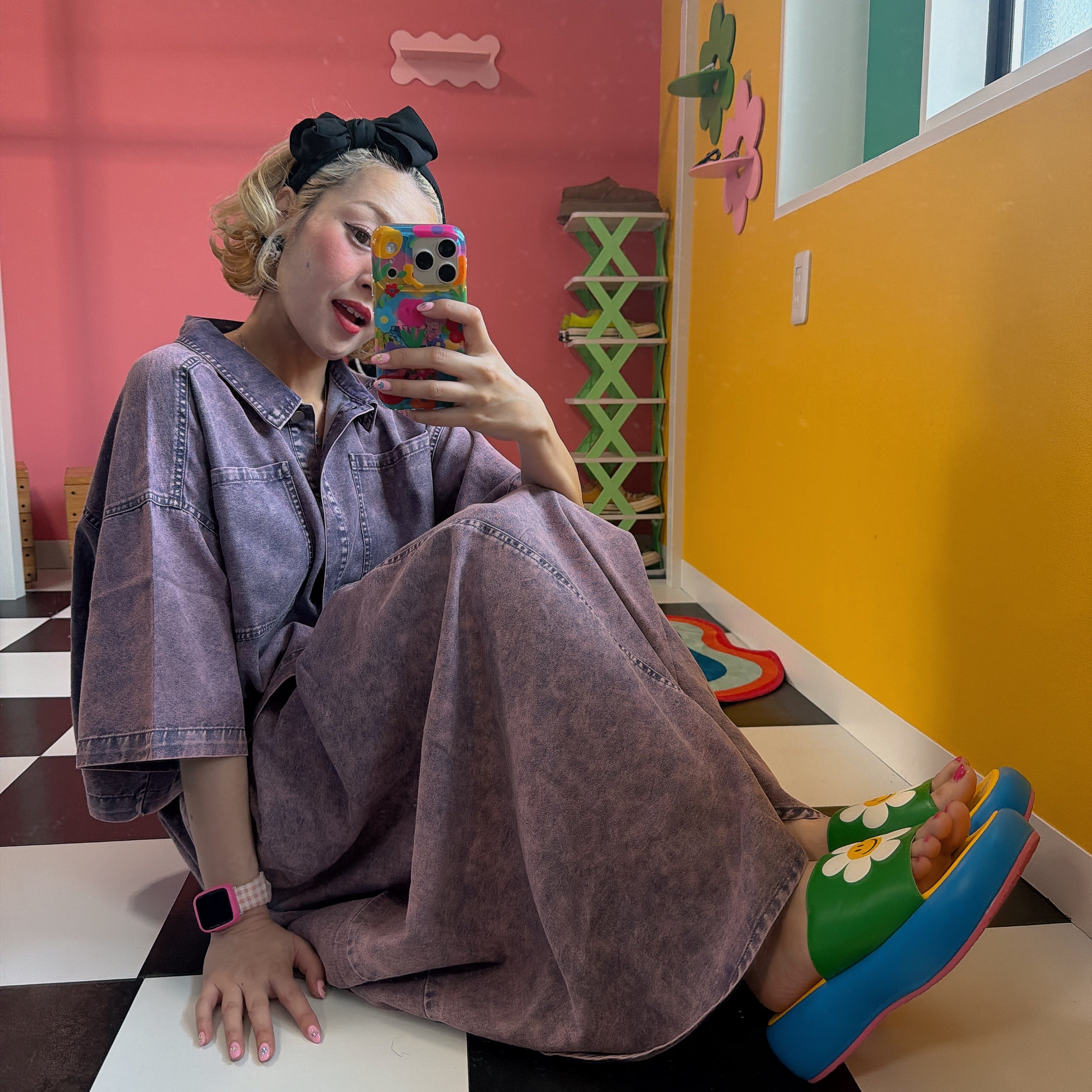 *Reservation with limit* Setup possible Lightweight denim chemical-treated skirt Shipping mid-June