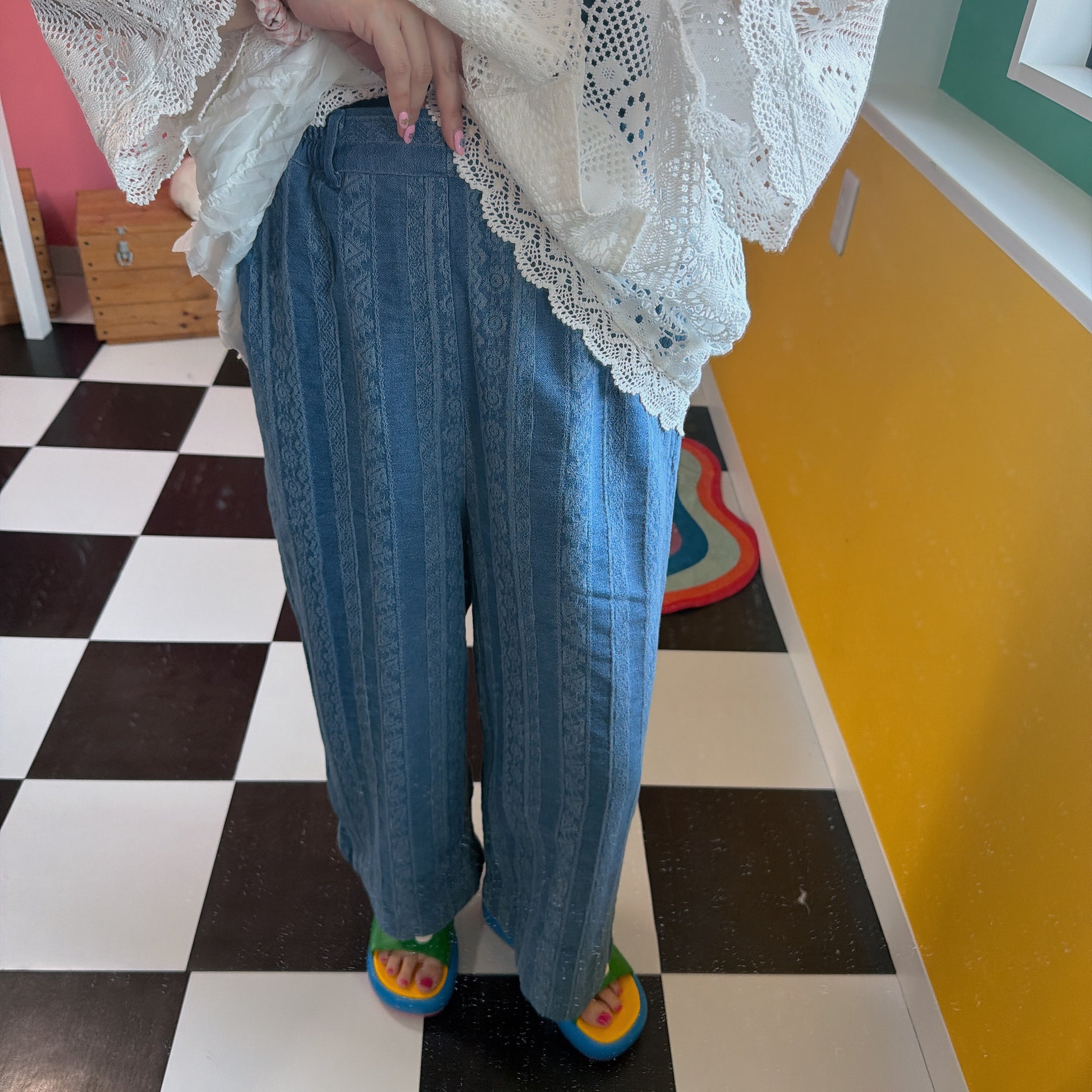 *Reservation with cap* 3 types of jacquard denim pants, scheduled for mid-June delivery