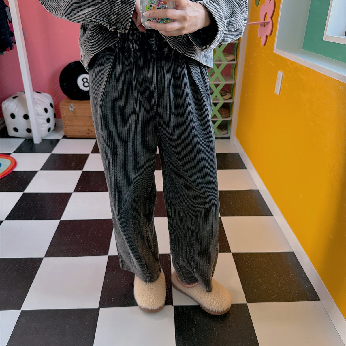 ※予約※ <上下別売/セットアップ対応> 3色 ケミカルウォッシュ コーデュロイ ショートジャケット&タックワイドパンツ 納期目安は商品ページに記載