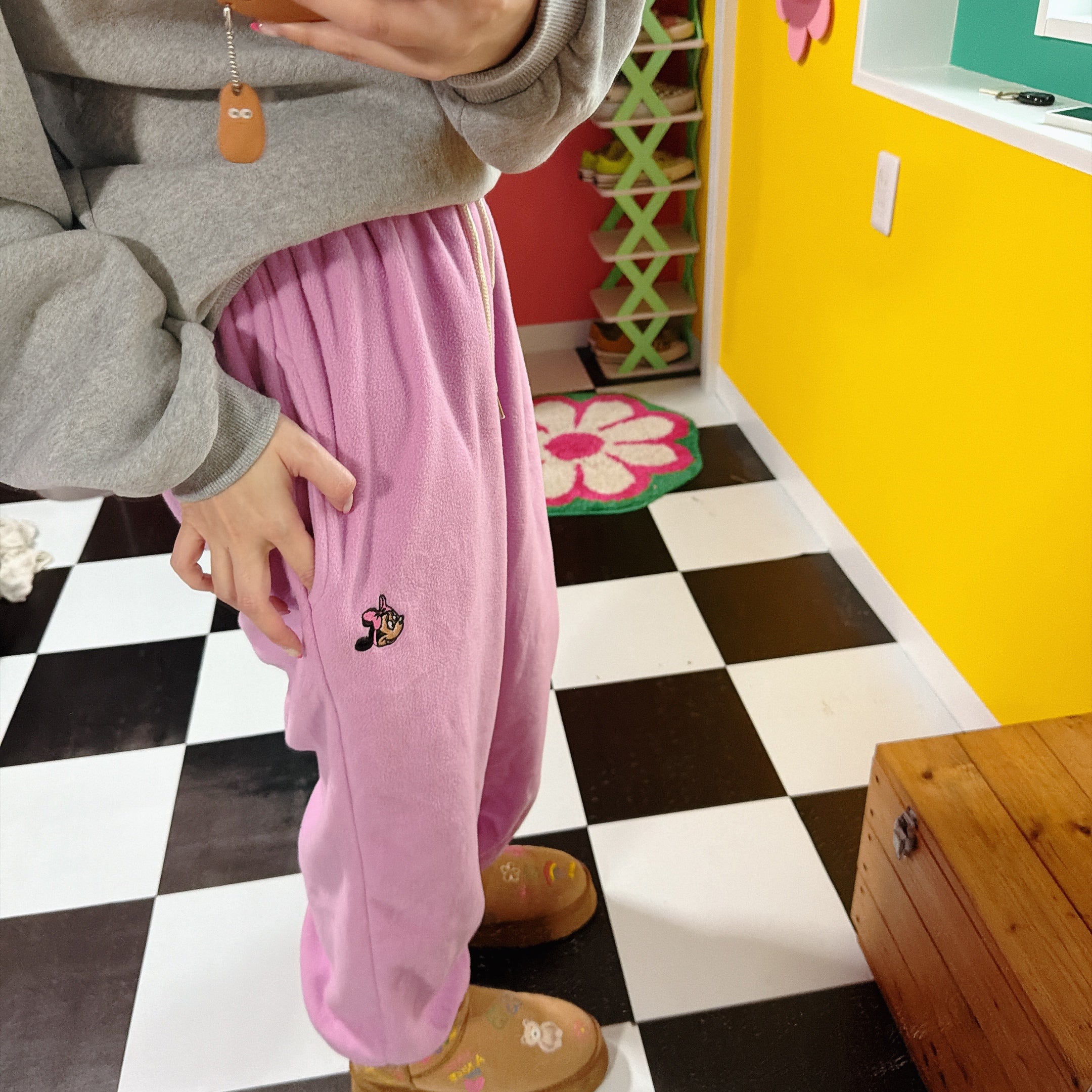 ※予約※6色 ミニーワッペンフリースパンツ 2月中の出荷予定