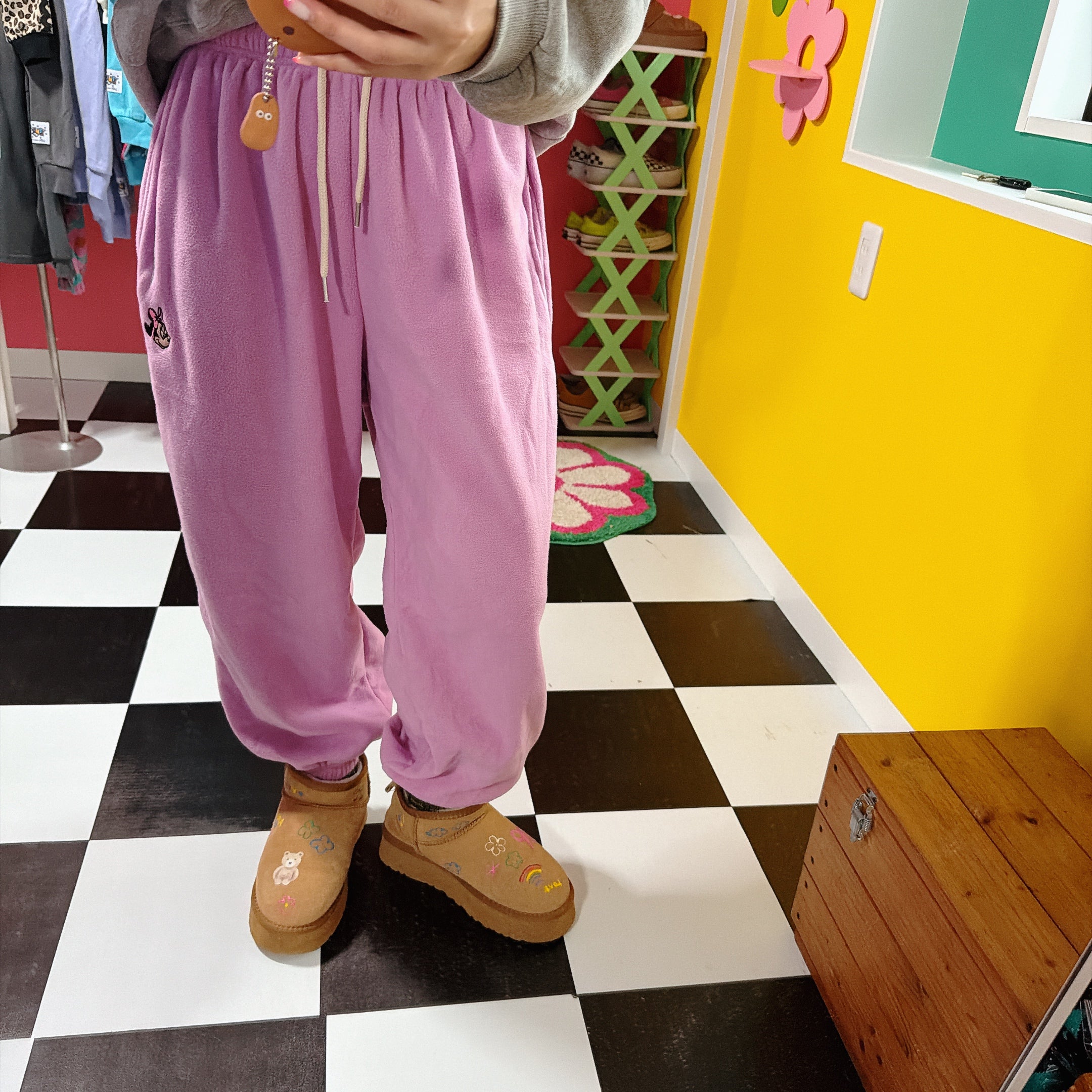 ※予約※6色 ミニーワッペンフリースパンツ 2月中の出荷予定