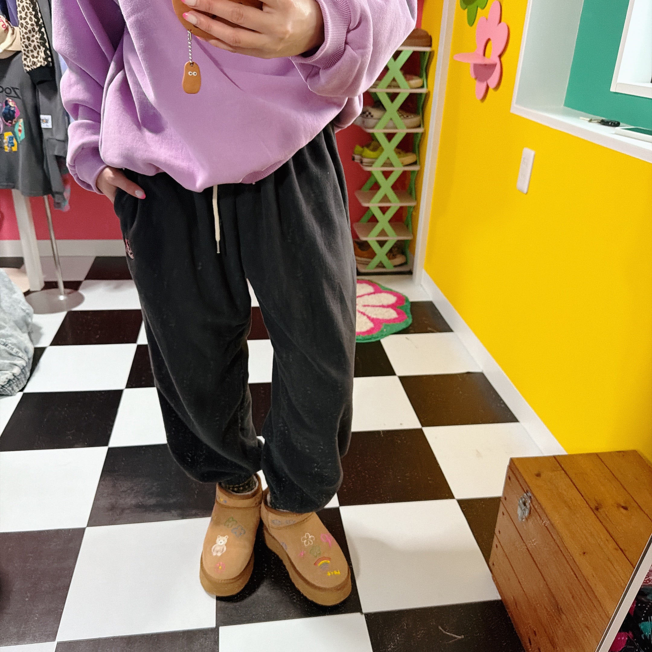 ※予約※6色 ミニーワッペンフリースパンツ 2月中の出荷予定