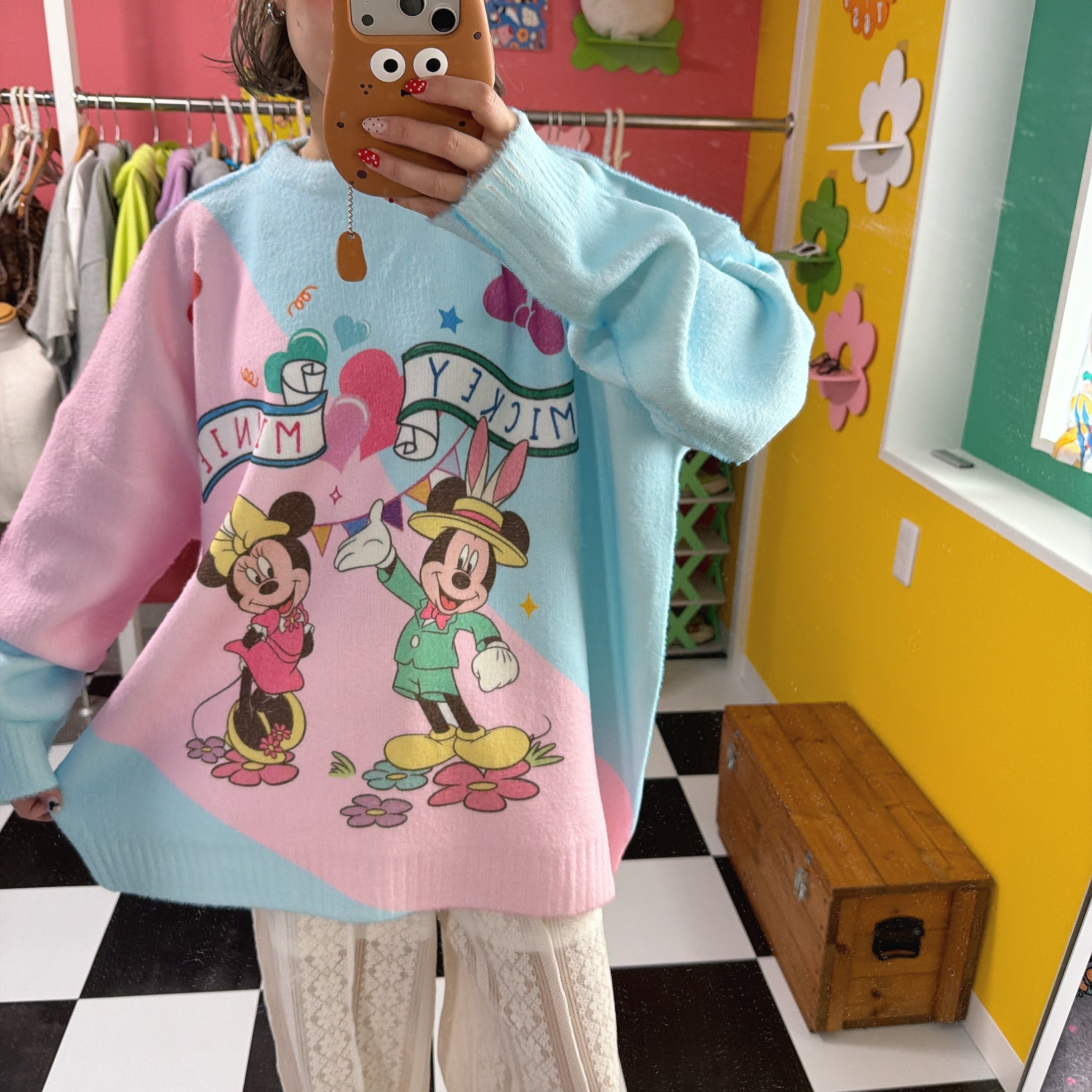 ※予約※ミッキーミニーバイカラービッグニット 2月下旬ごろのお届け予定