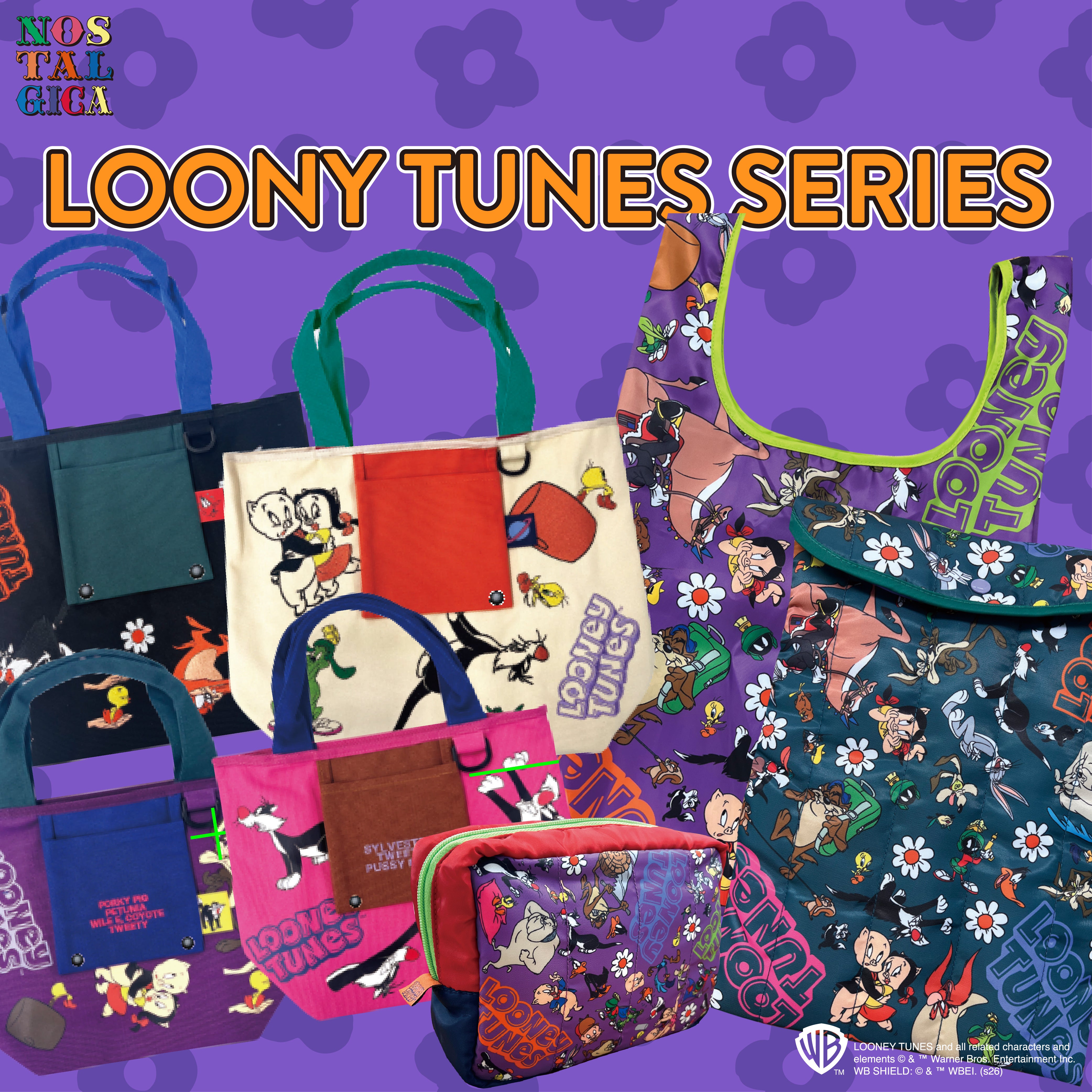 *Pre-order* 8 Types Looney Tunes NOSTALGICA Bi-color Bag - Scheduled for shipment in August