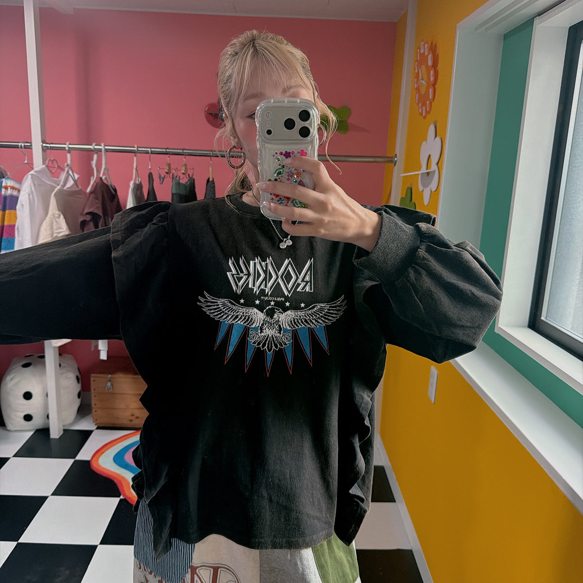 ※予約※ 3色 イーグルプリント ROCKSロゴ フリルロンT 納期目安は商品ページに記載