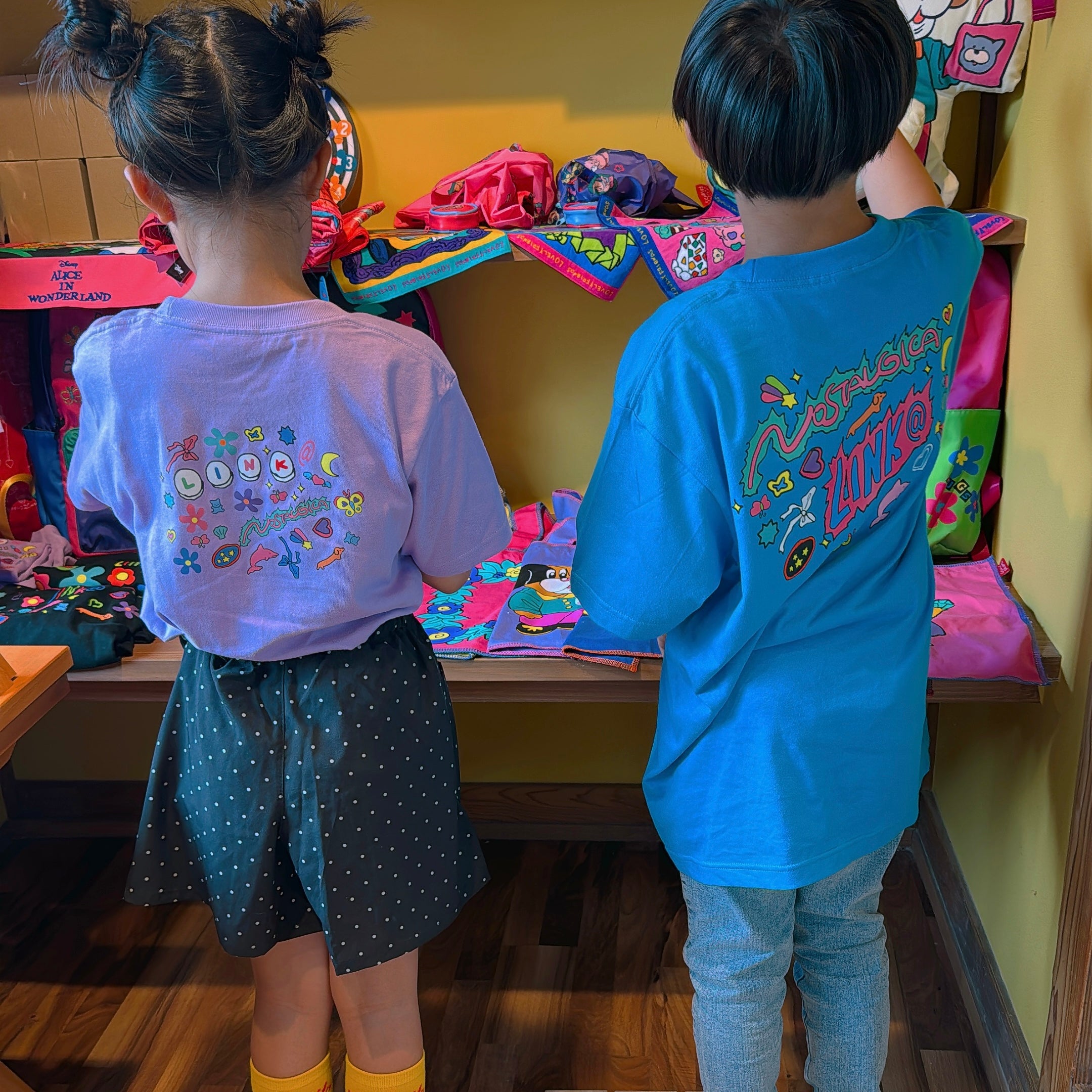 即納 キッズ限定デザイン!NOSTALGICA×LINK@コラボTEE♡