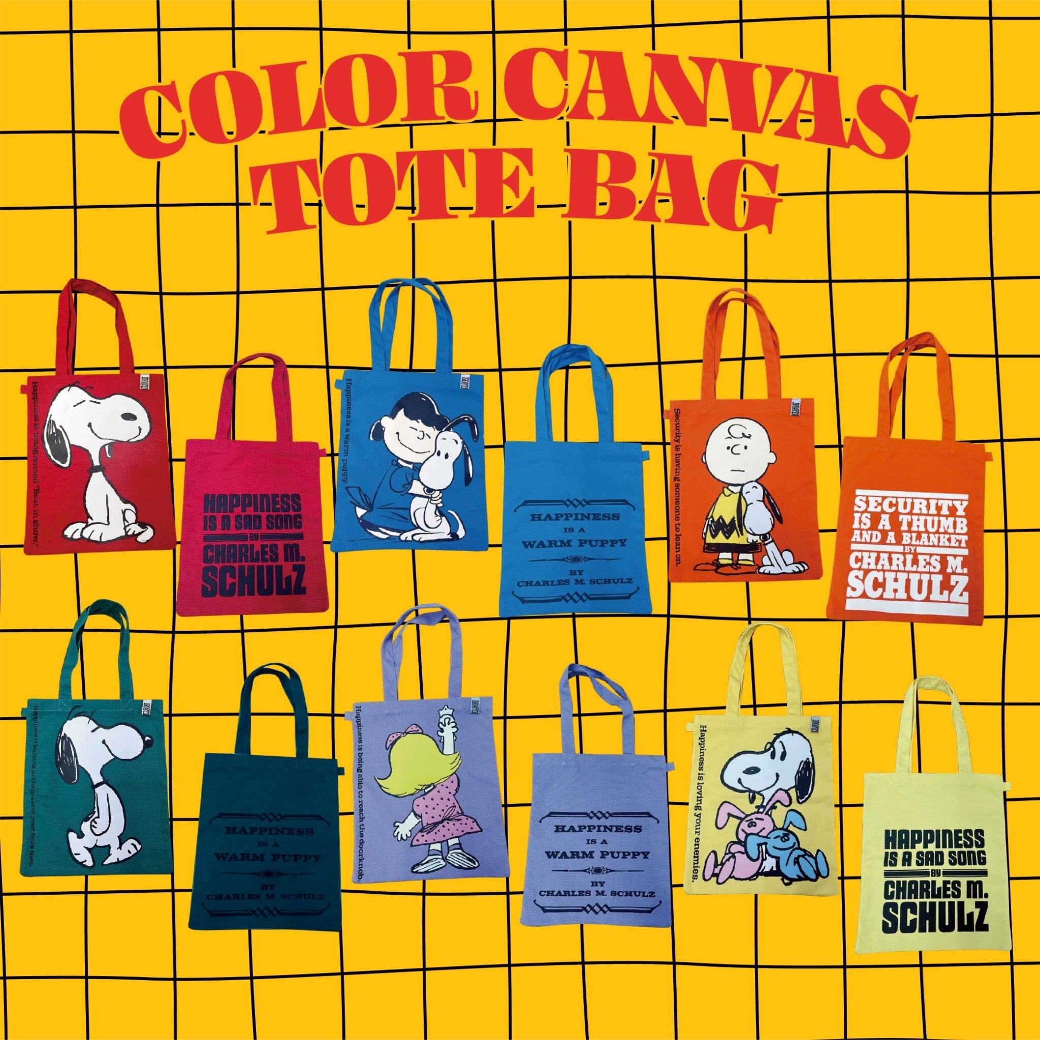 *Pre-order* 6-color NOSTALGICA vintage PEANUTS color canvas tote bag. Scheduled to ship in May.