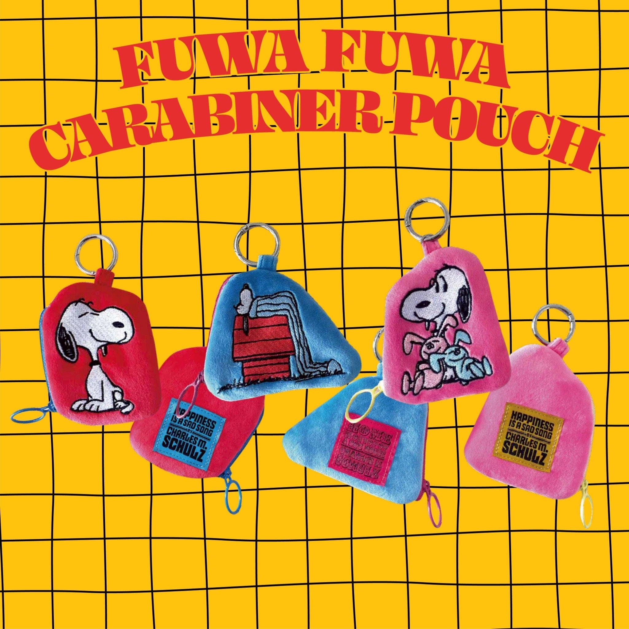 *Pre-order* 3-color NOSTALGICA vintage PEANUTS fluffy pouch with carabiner. Scheduled to ship in May.