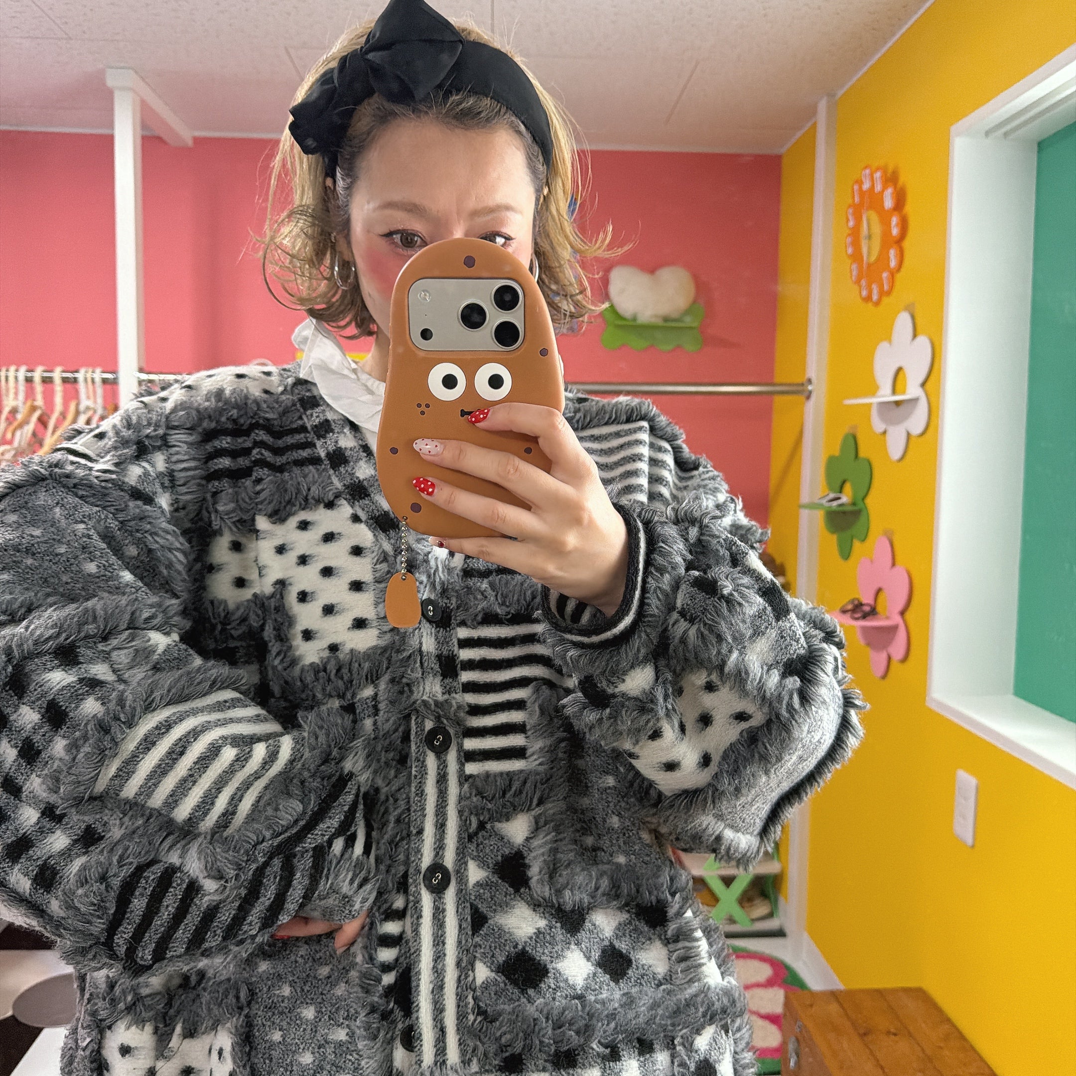 ※予約※ドット切り替えカーディガン 2月下旬ごろの出荷予定