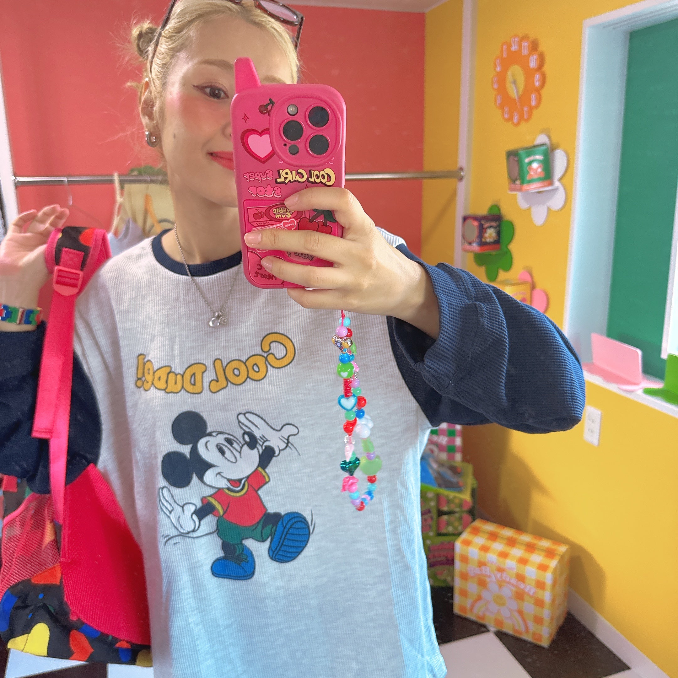 ※予約※ 2色 レトロミッキーワッフルロンTEE 10月下旬〜11月上旬ごろのお届け予定