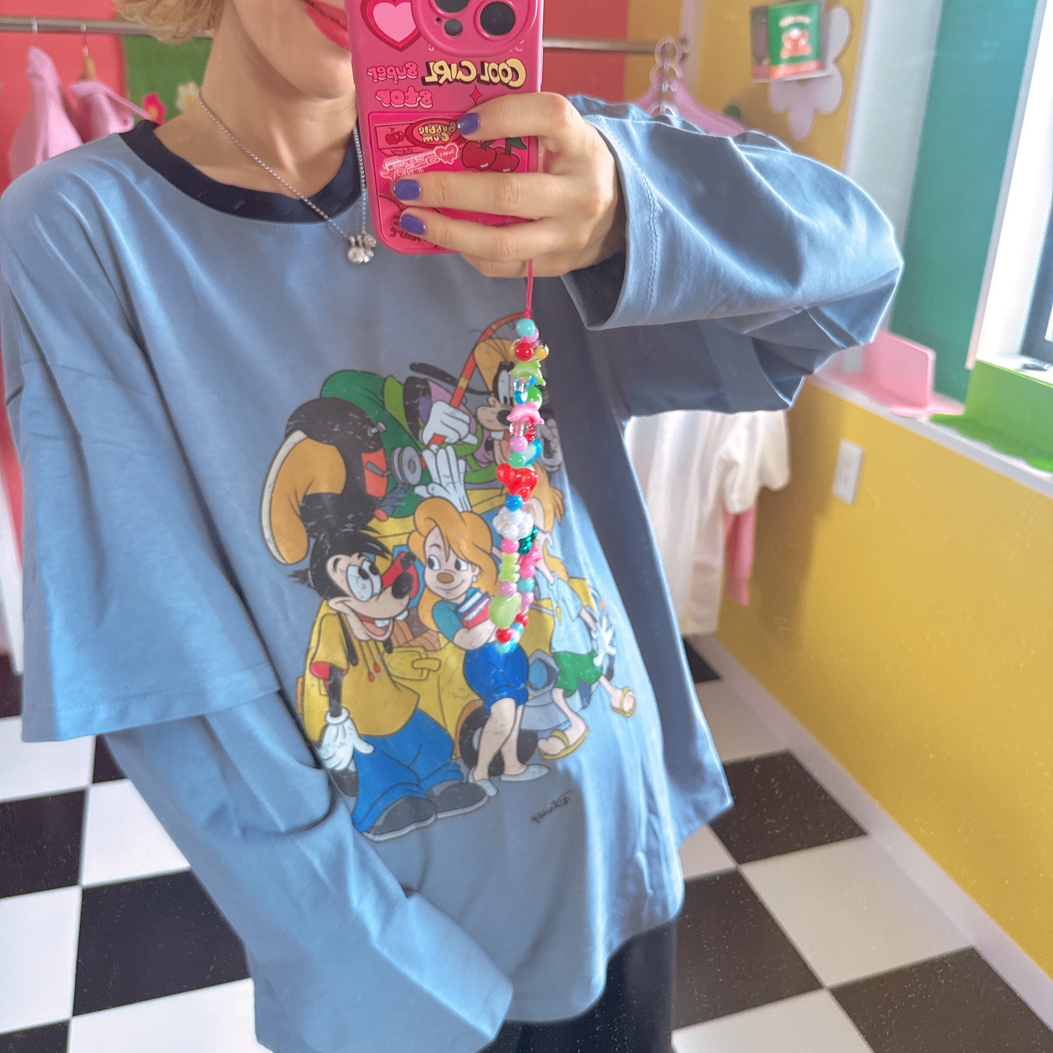 ※予約※2色 グーフィームービー♡レイヤード風ロンTEE 10月中の出荷予定