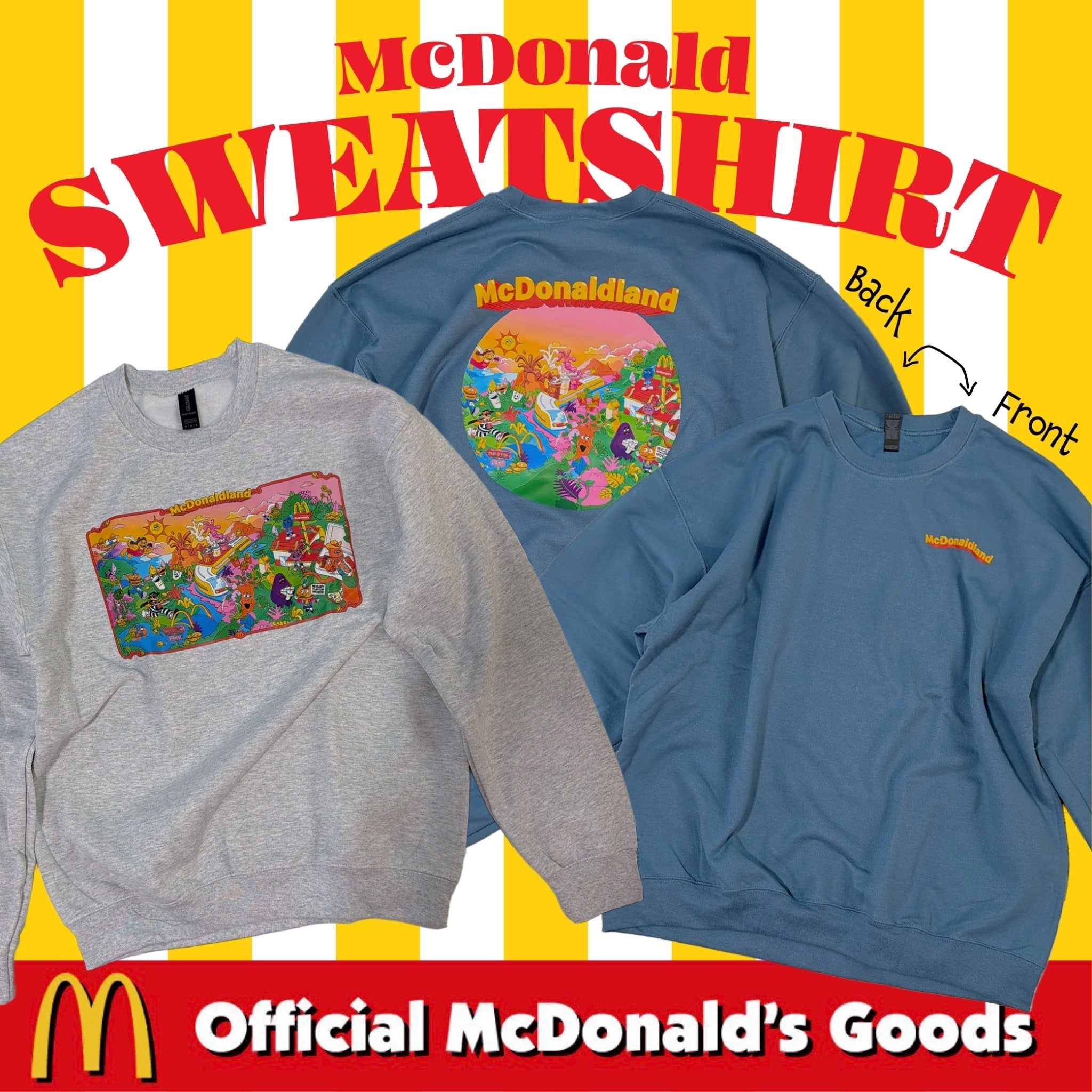 即納 2色 マクドナルドUSセレクト プリントスウェット 4〜5営業日で出荷予定