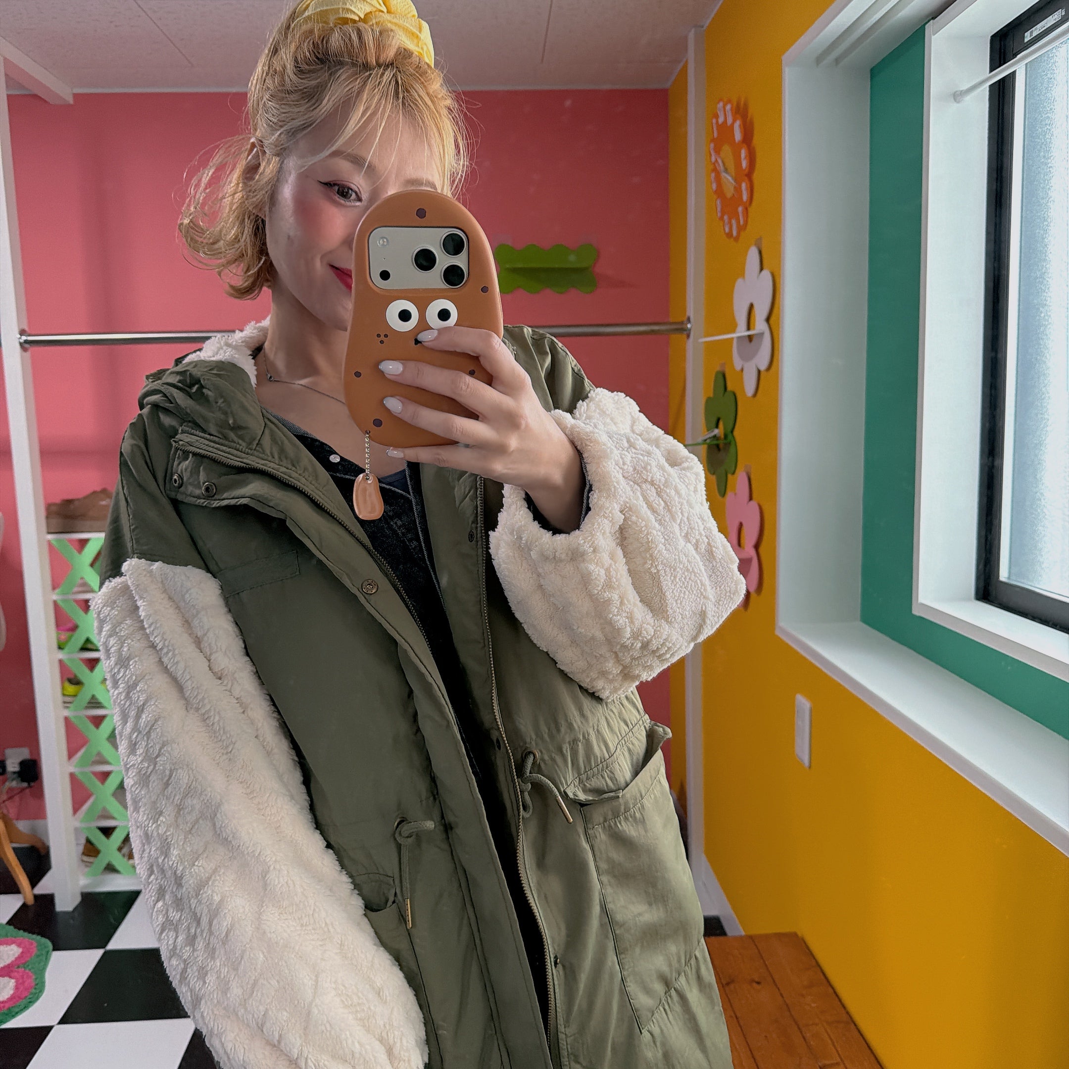 即納 上限あり ハイブリッド袖ボアコート 4〜5営業日で出荷予定