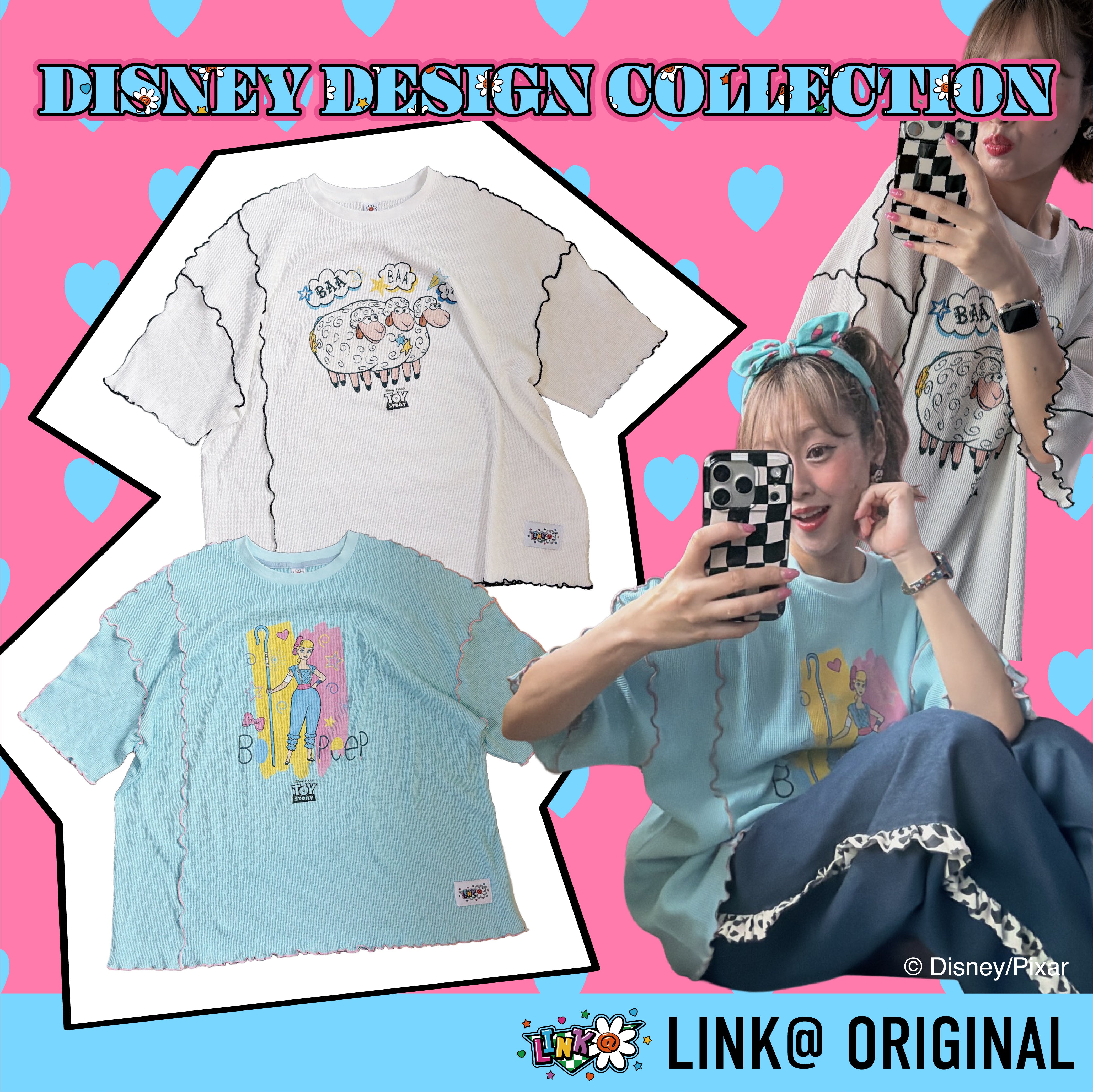 ※予約※2種類 DISNEY/PIXAR LINK@オリジナル TOY STORY ワッフルメローTEE  9月中の出荷予定