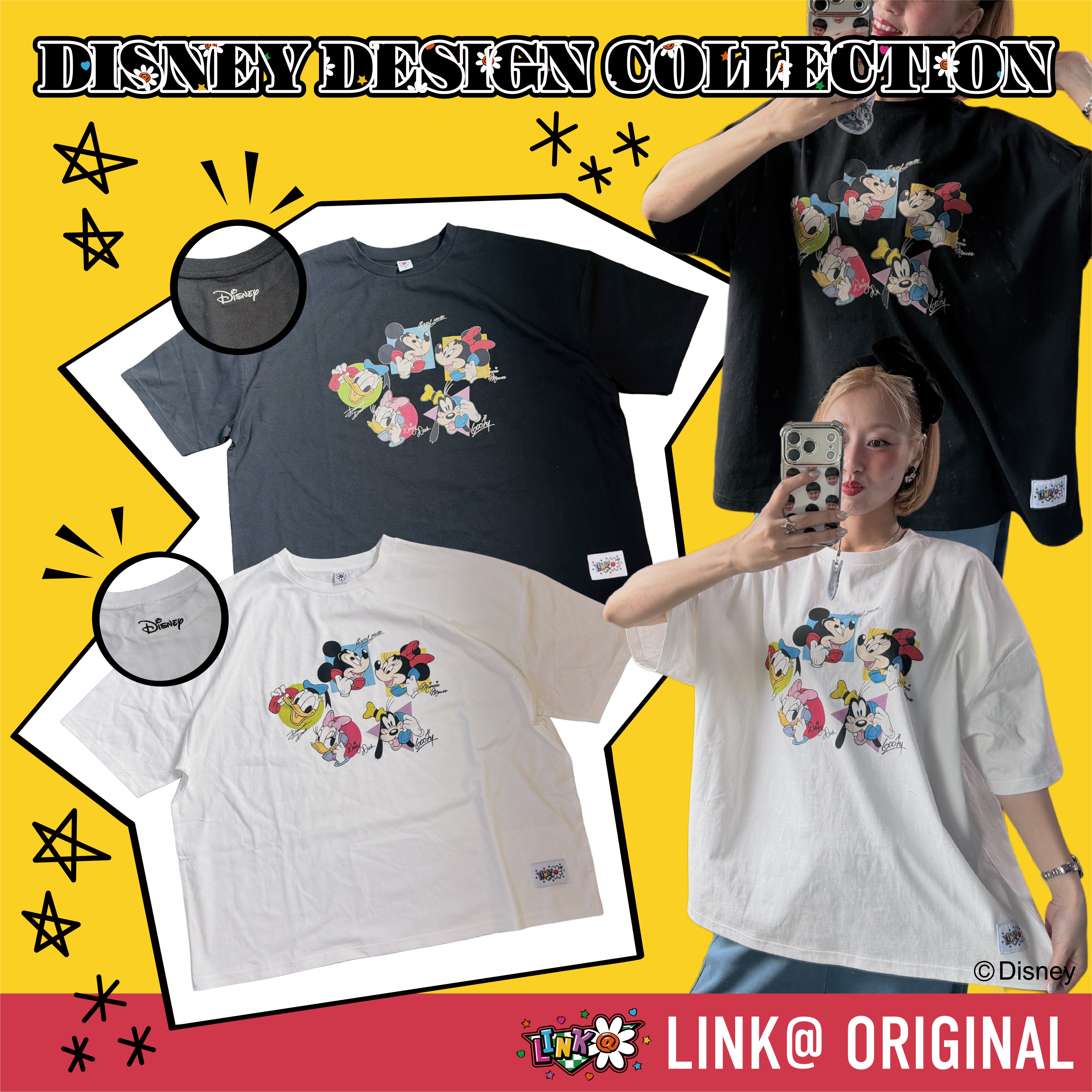 ※予約※2色  LINK@オリジナル ミッキー＆フレンズ テレフォンレトロTEE 9月中の出荷予定