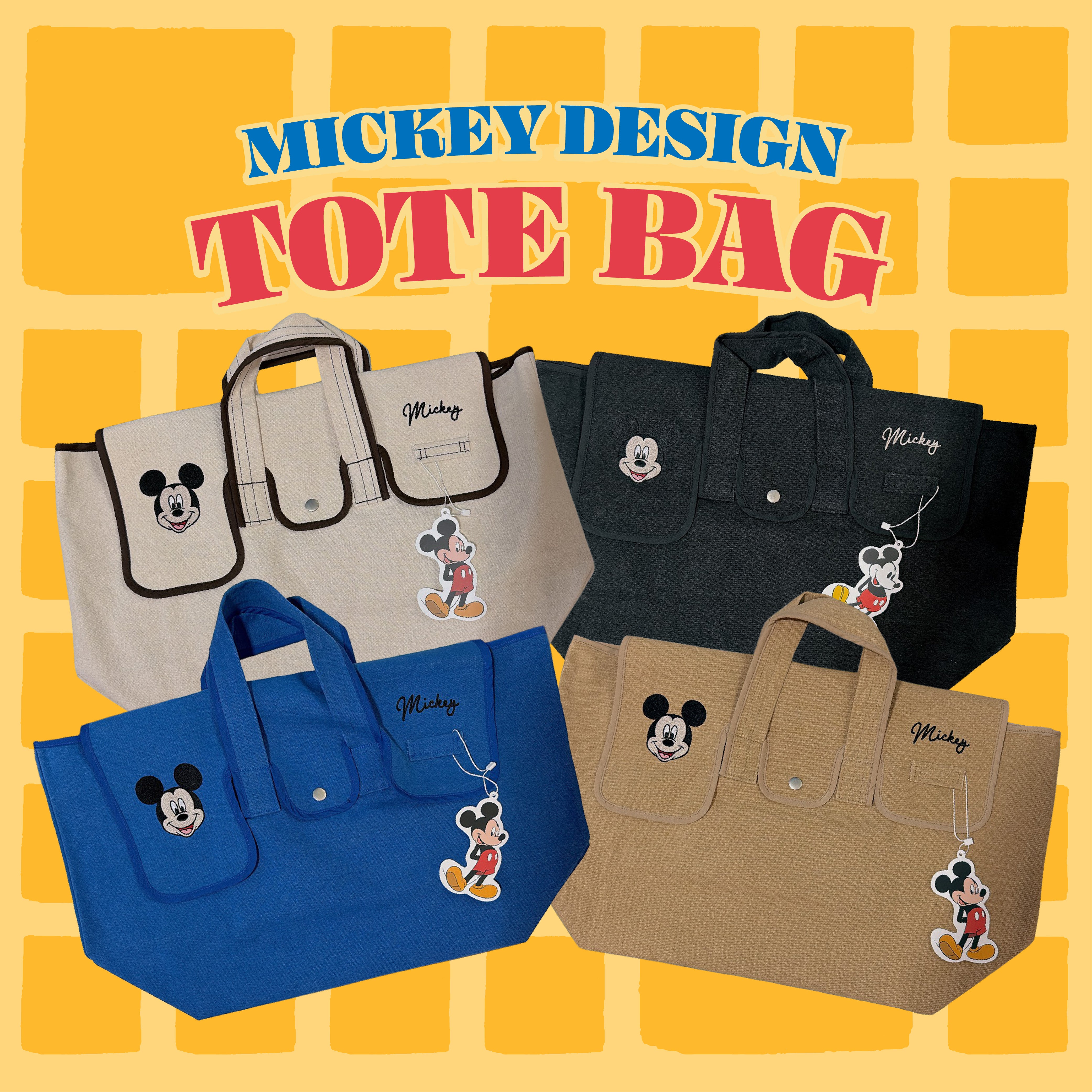 予約※4色 ミッキーデザイン刺繍トートバッグ 3月中旬ごろ出荷予定