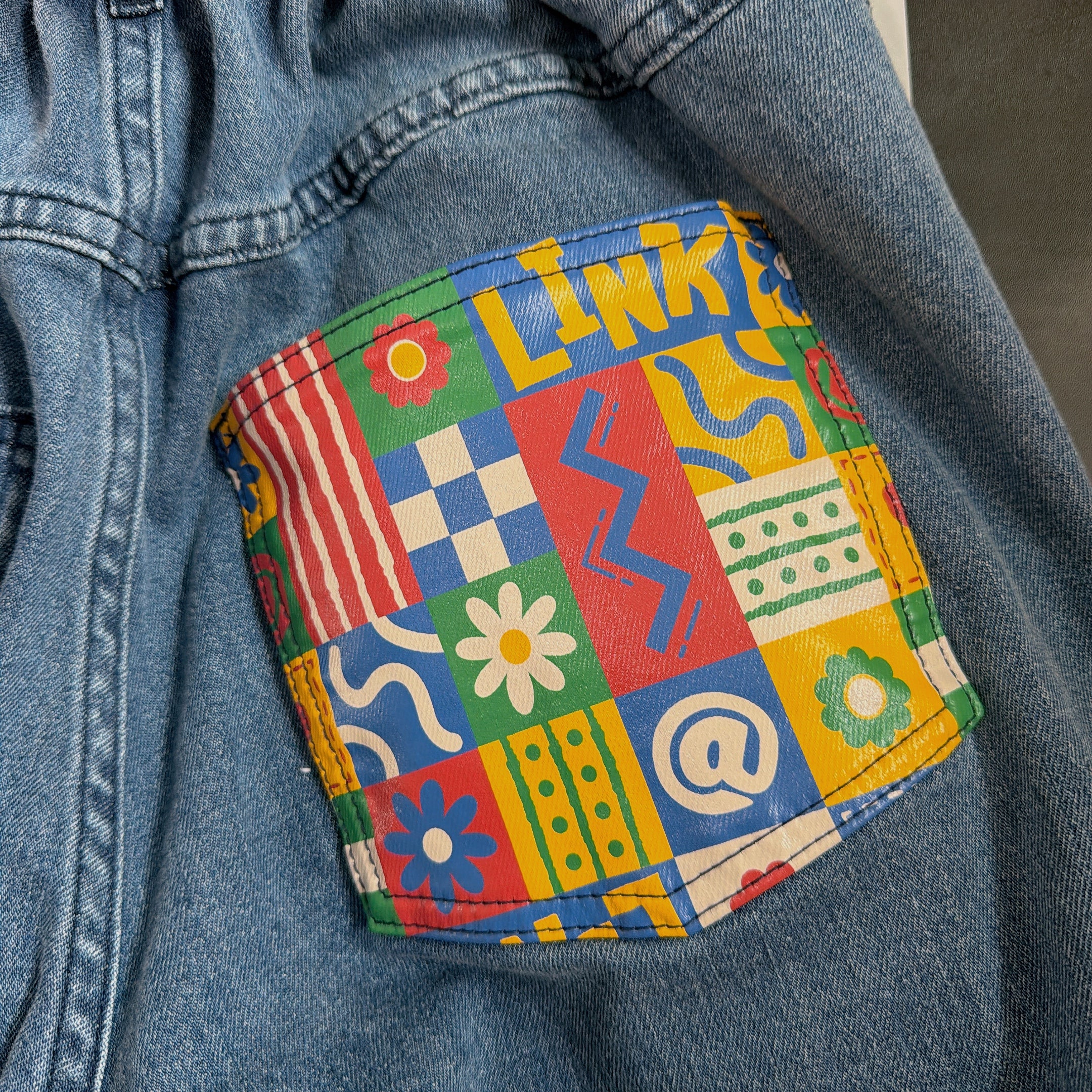 予備在庫のみ再販※LINK@オリジナル ミッキーパッチデニム 6月中の出荷予定