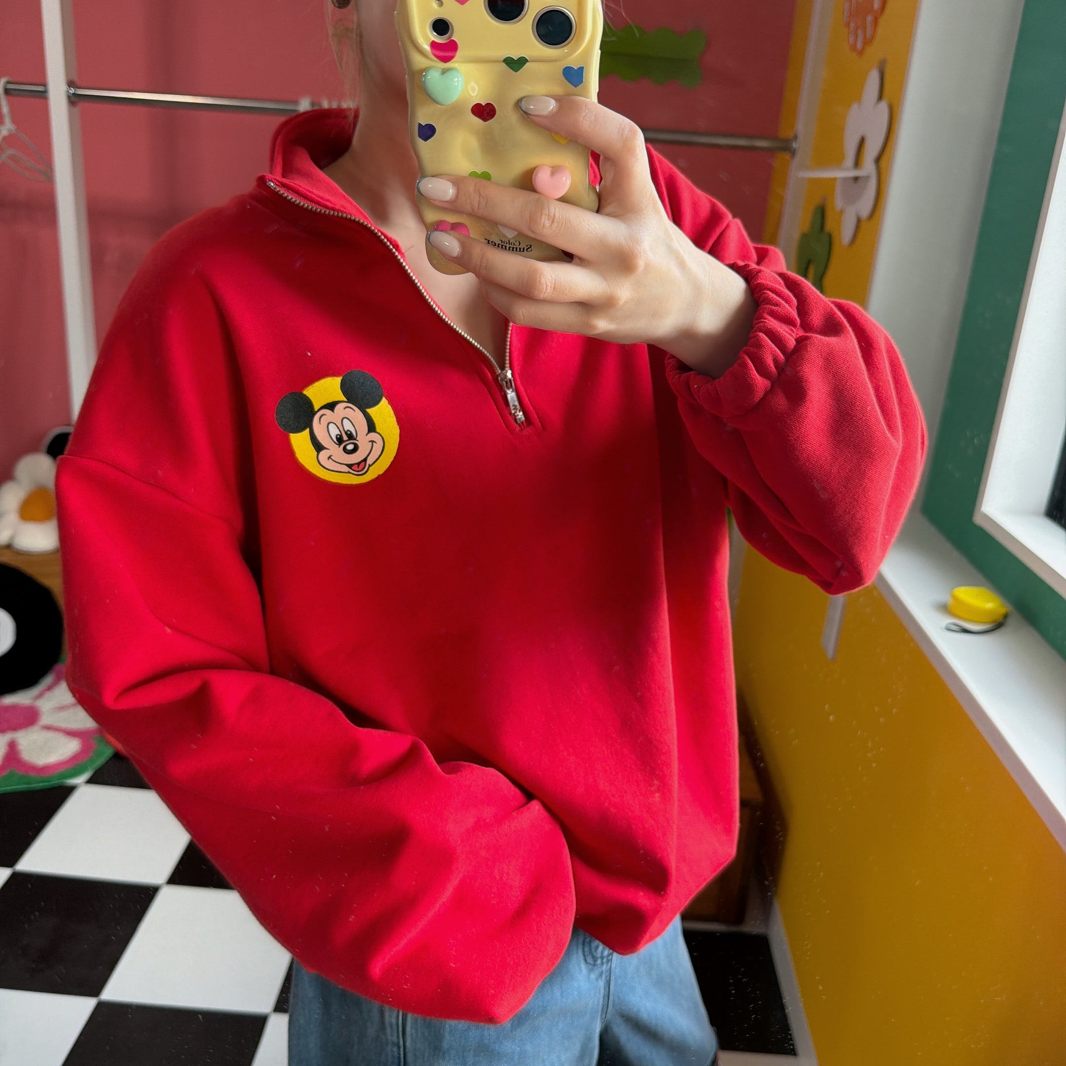 ※予約※2色 MICKEY パッチハーフジップスウェット 3月中の出荷予定