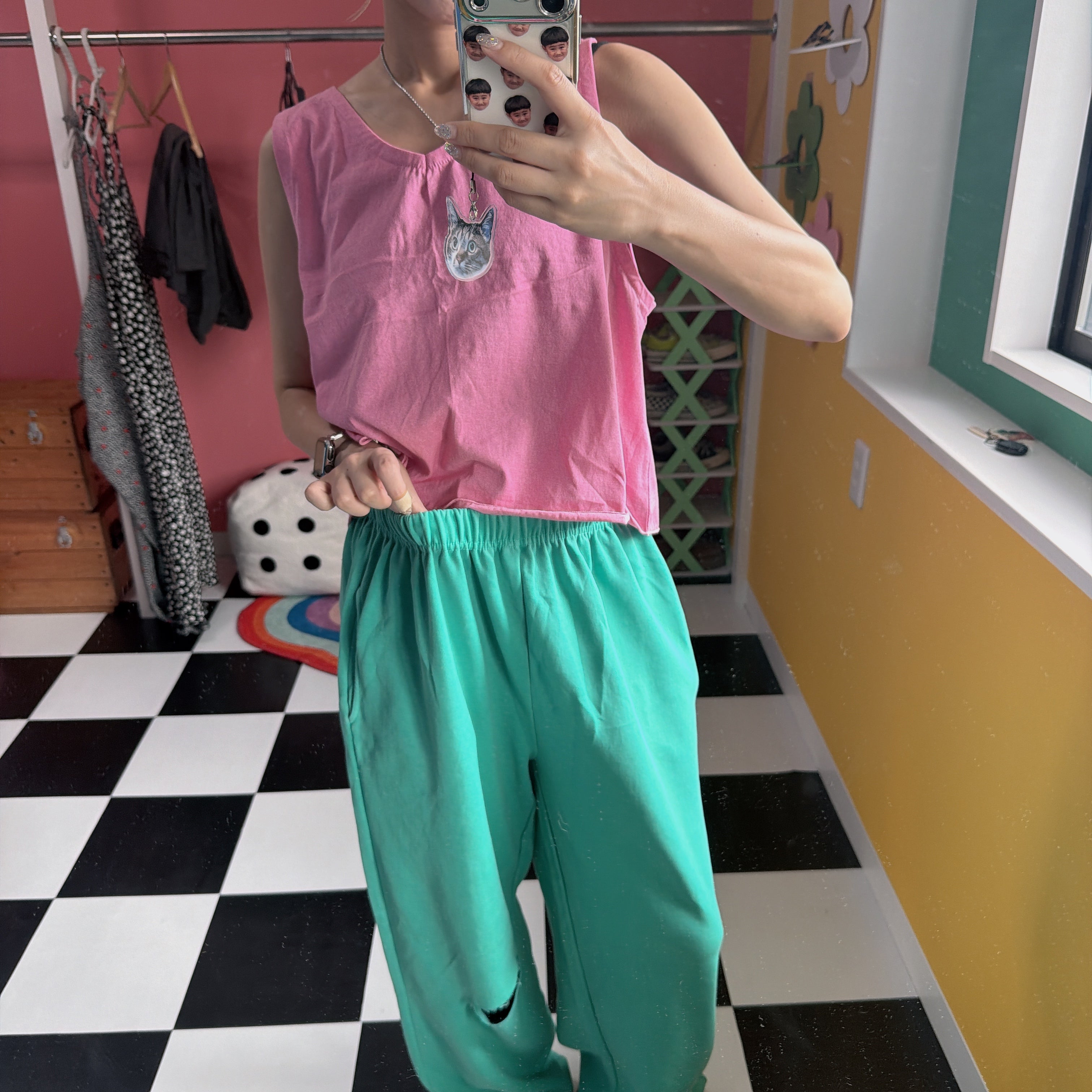 *Reservation* 2-tone cutoff sweatpants - Scheduled to ship in August