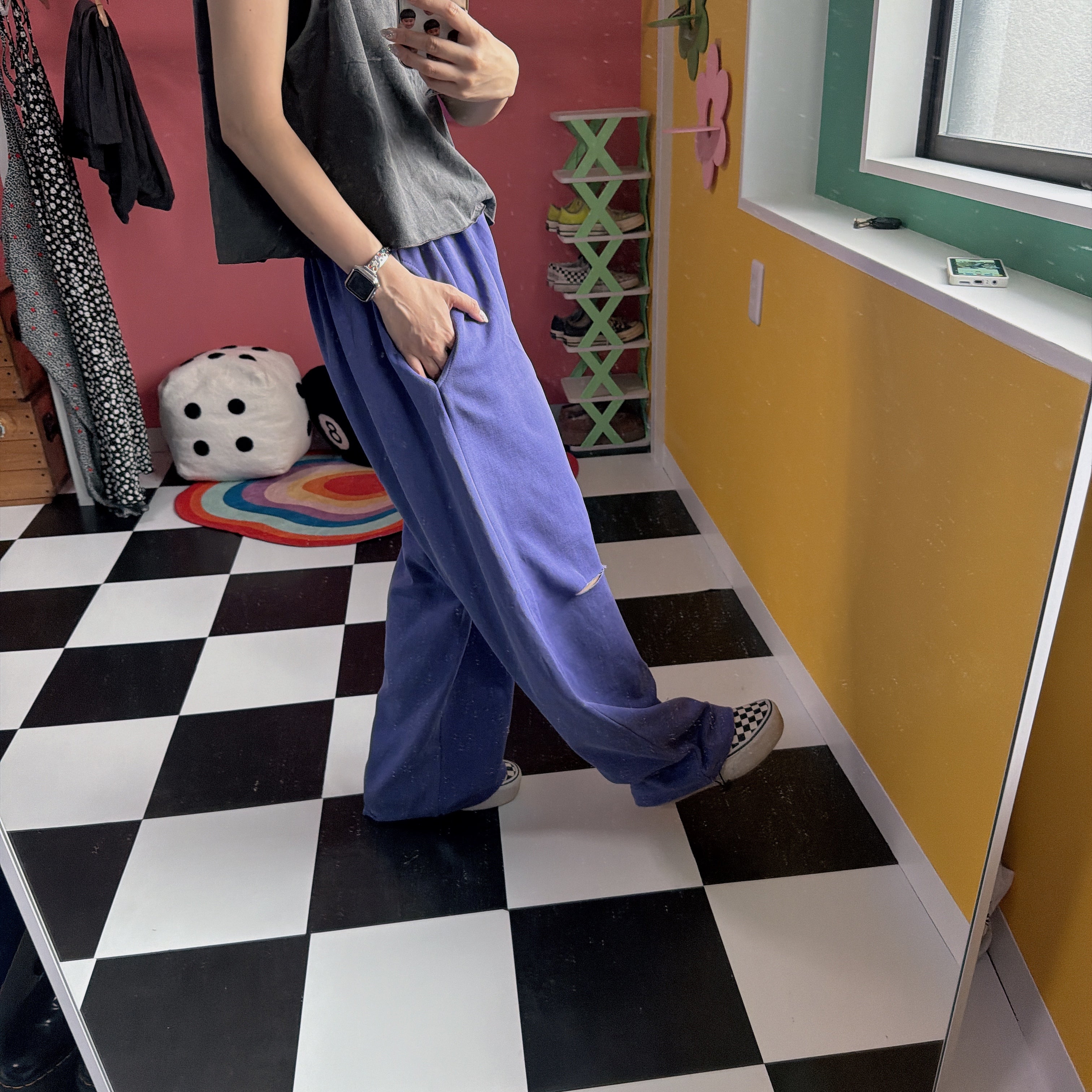 *Reservation* 2-tone cutoff sweatpants - Scheduled to ship in August