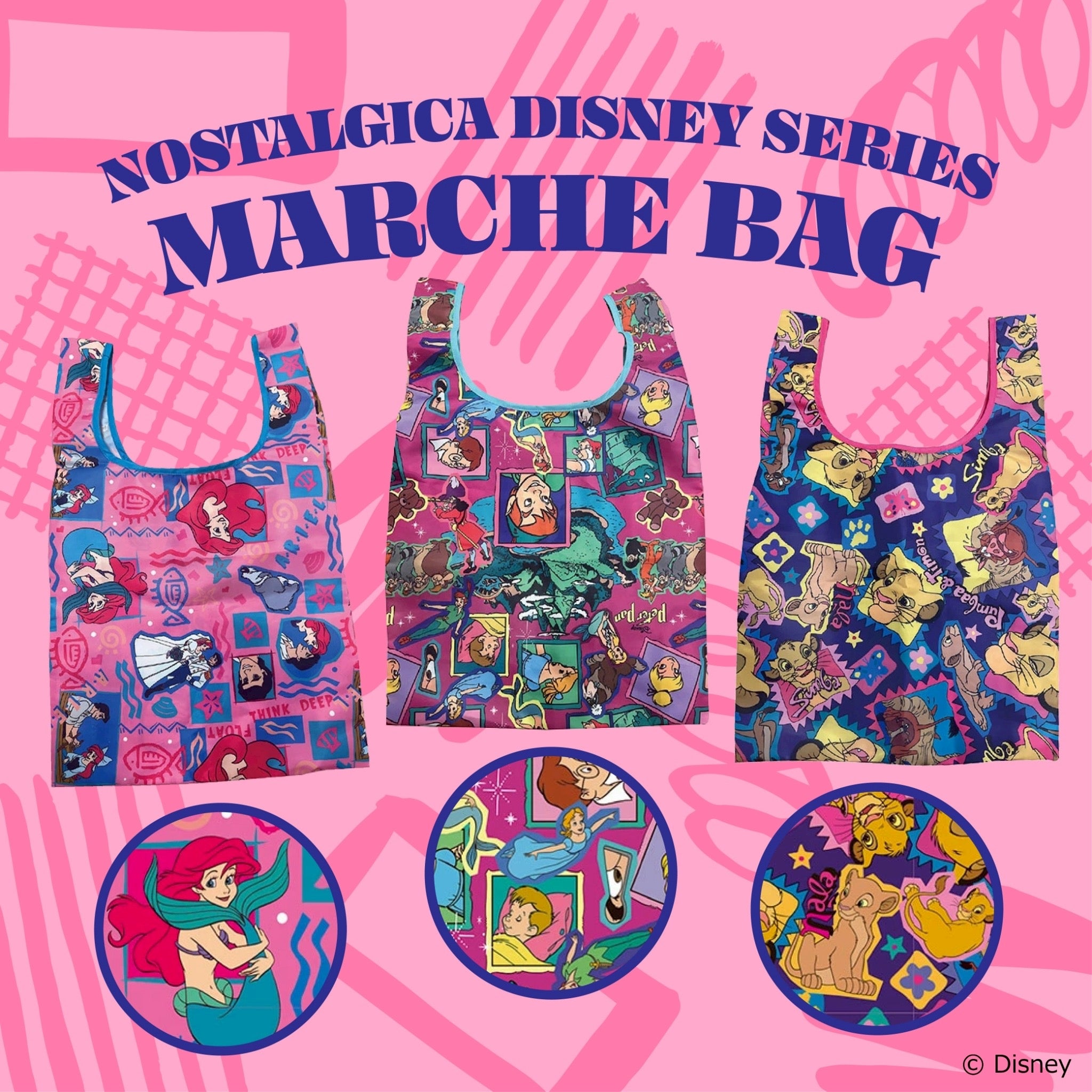 ※上限あり予約※3種類 NOSTALGICA DISNEY 総柄シリーズ マルシェバッグ 5月中の出荷予定
