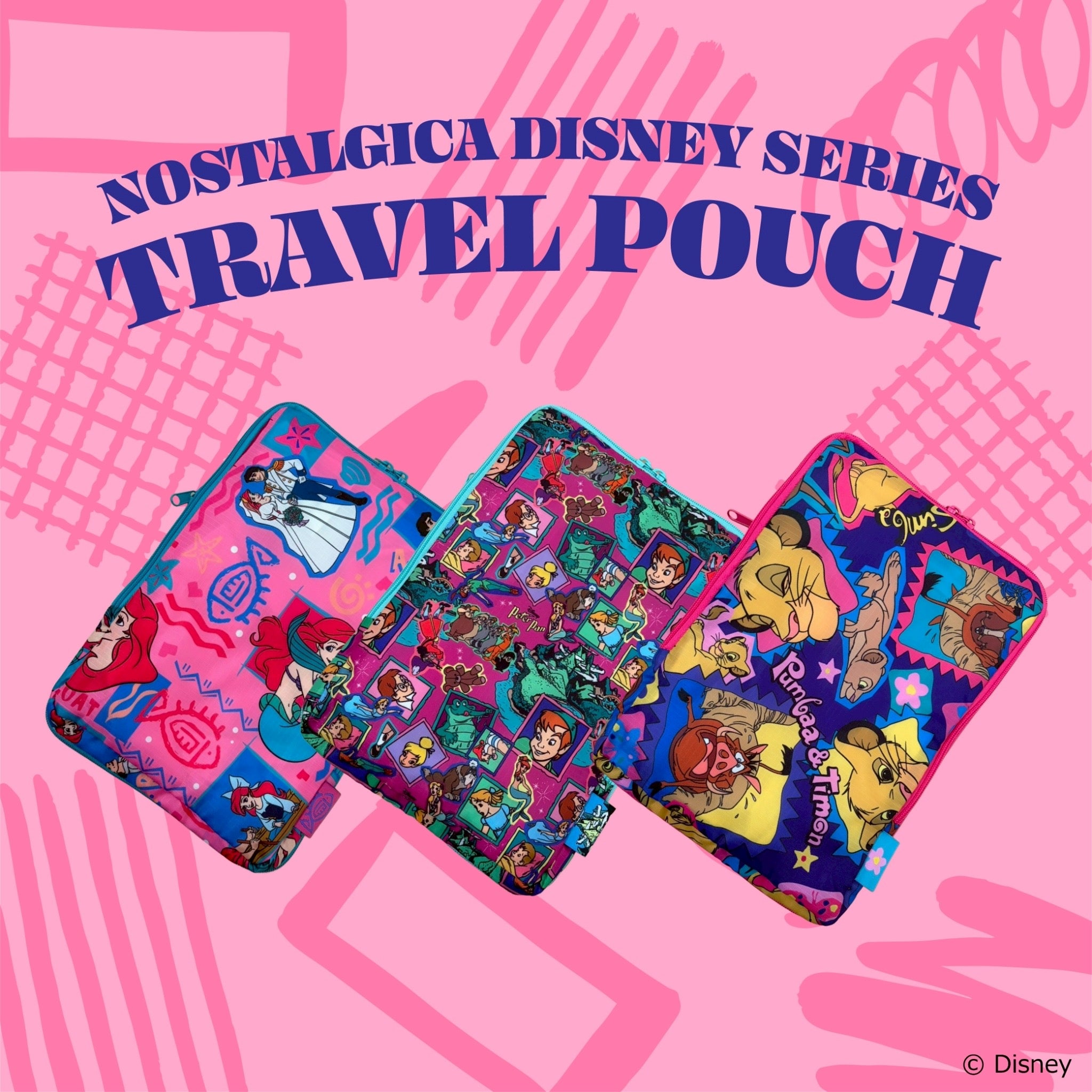※上限あり予約※3種類 NOSTALGICA DISNEY 総柄シリーズ圧縮トラベルポーチ 5月中の出荷予定