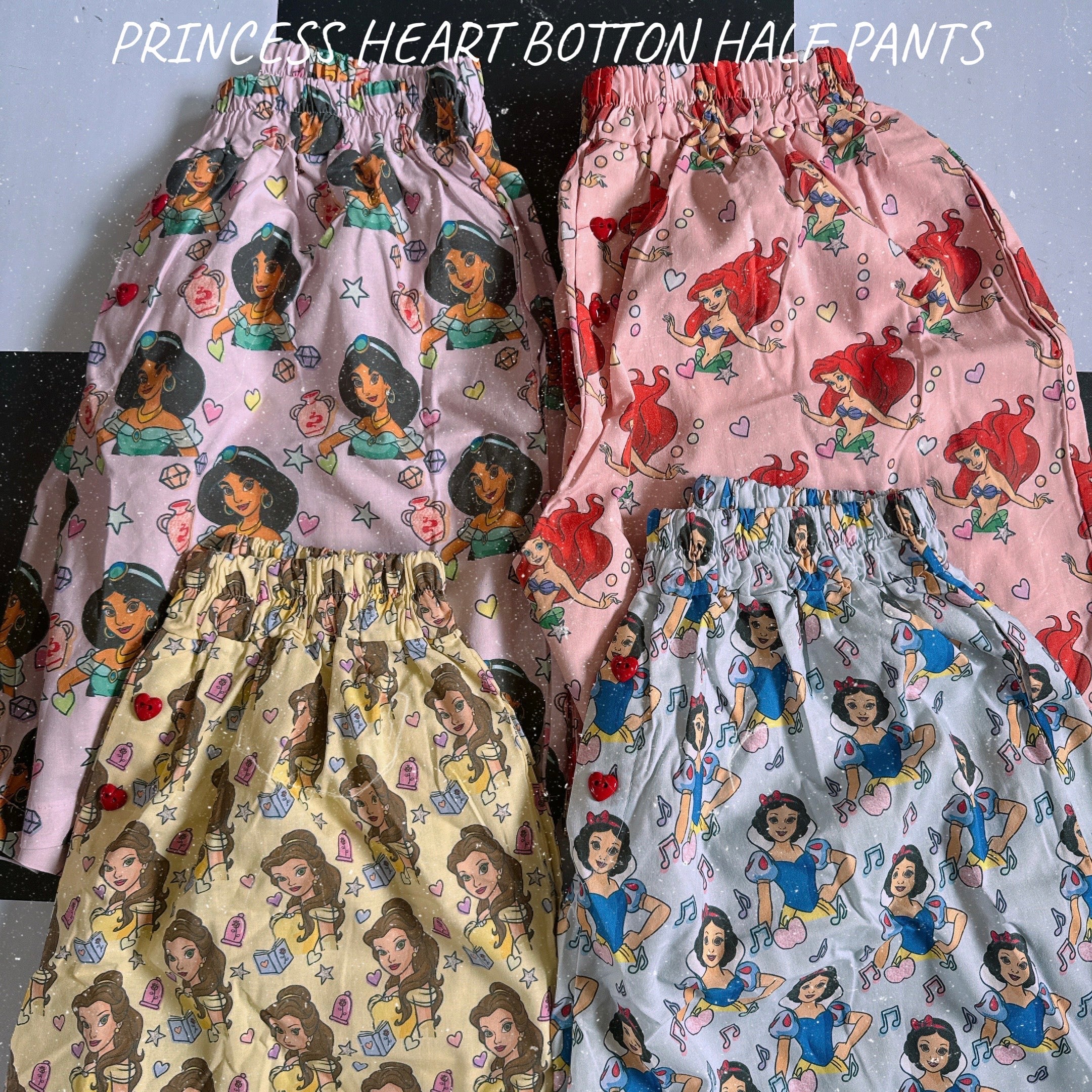 *Pre-order* 4 types of Princess pattern heart button shorts Scheduled to ship in July