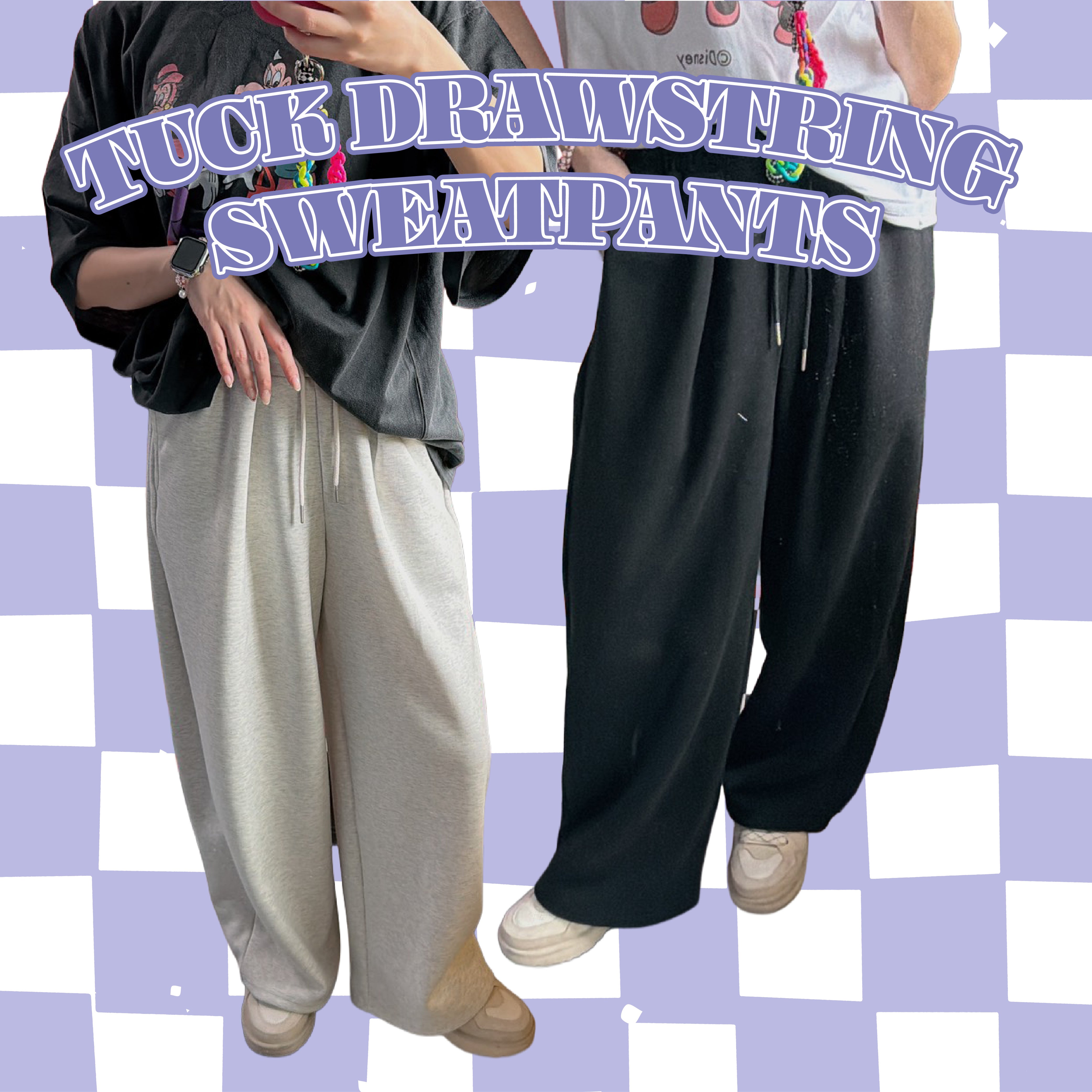 ※予約※2色 タック入りドロストスウェットパンツ  3月下旬の出荷予定