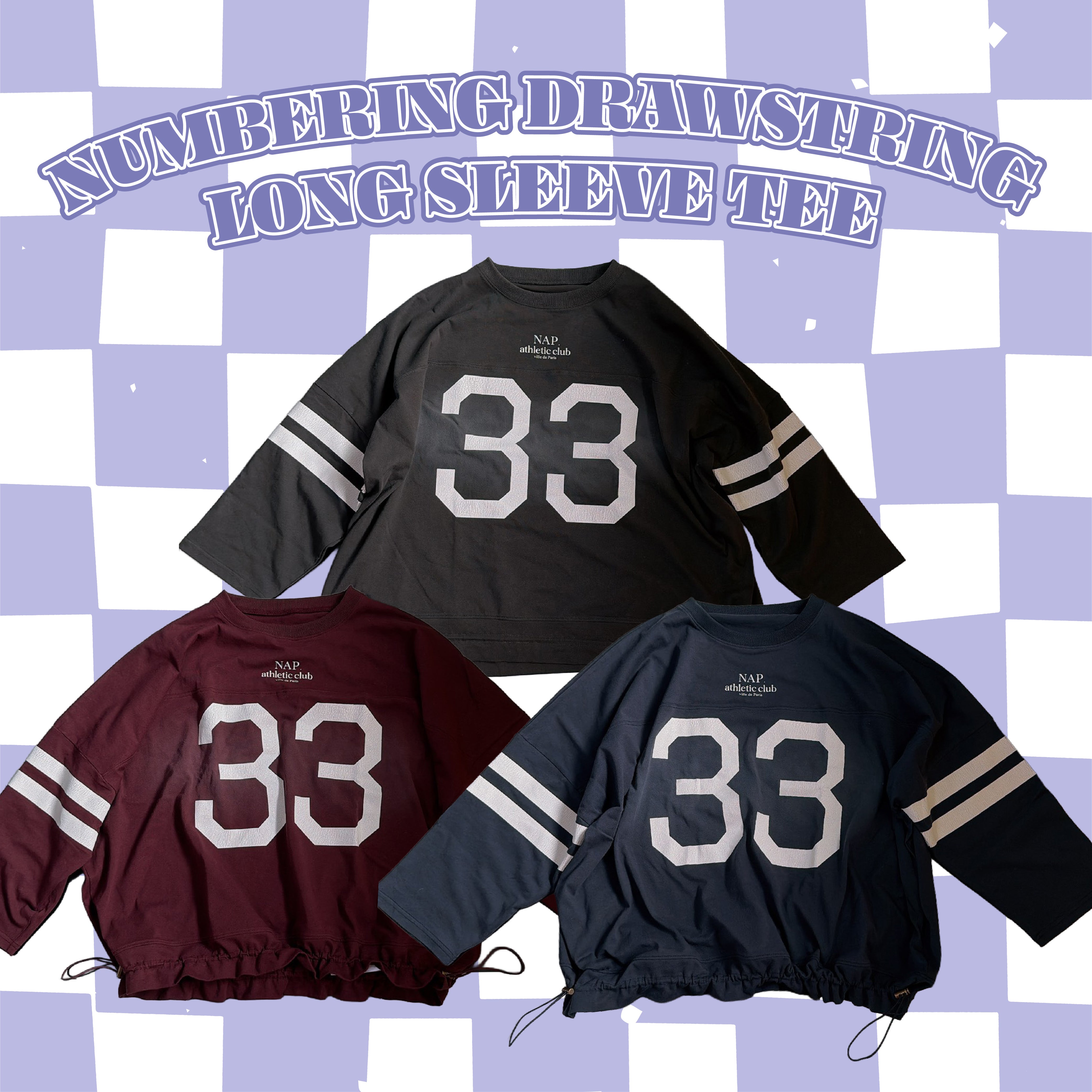 ※予約※3色 ドロストナンバリングトップス  3月下旬の出荷予定