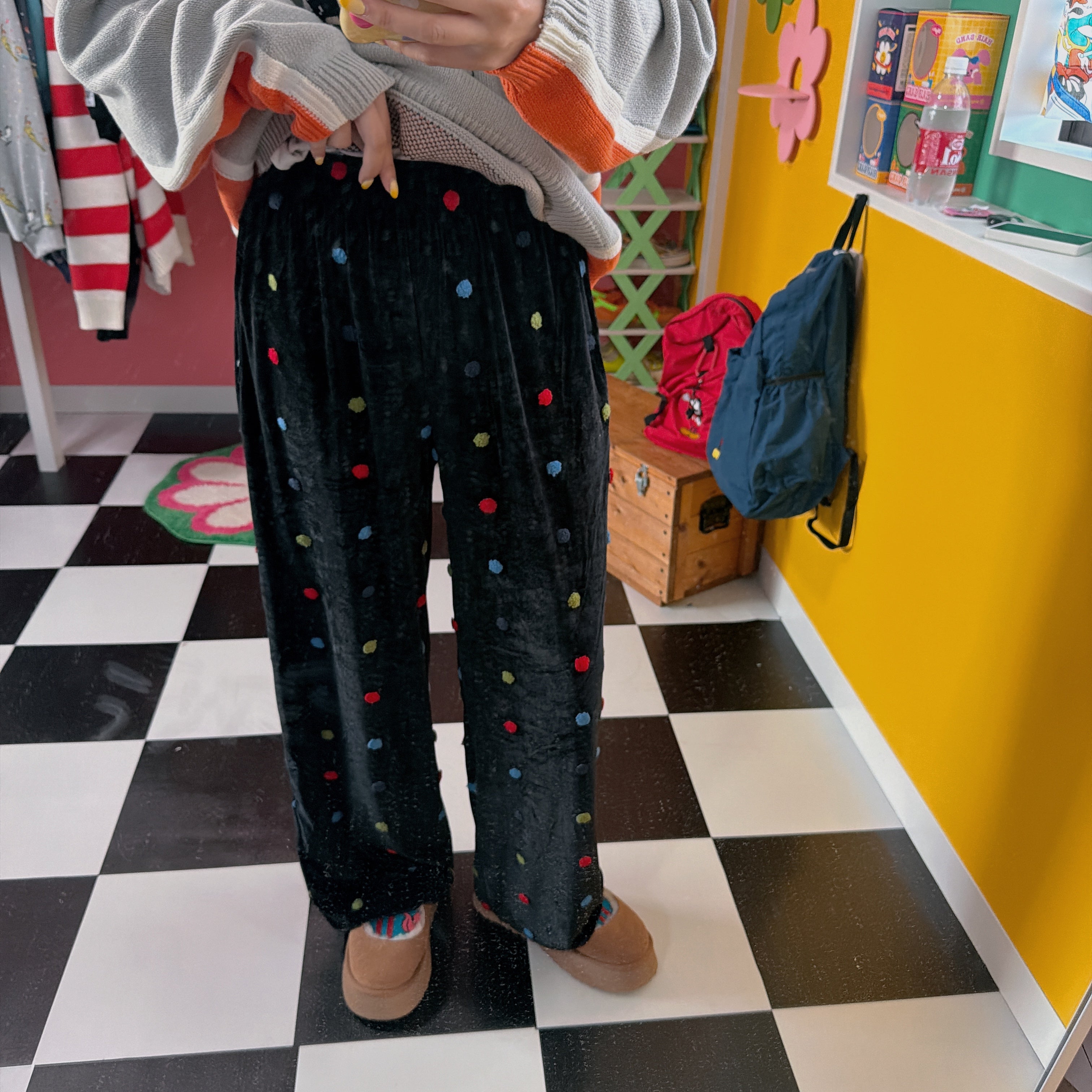 ※予約※ポンポンベロアパンツ 11月下旬〜12月上旬のお届け予定