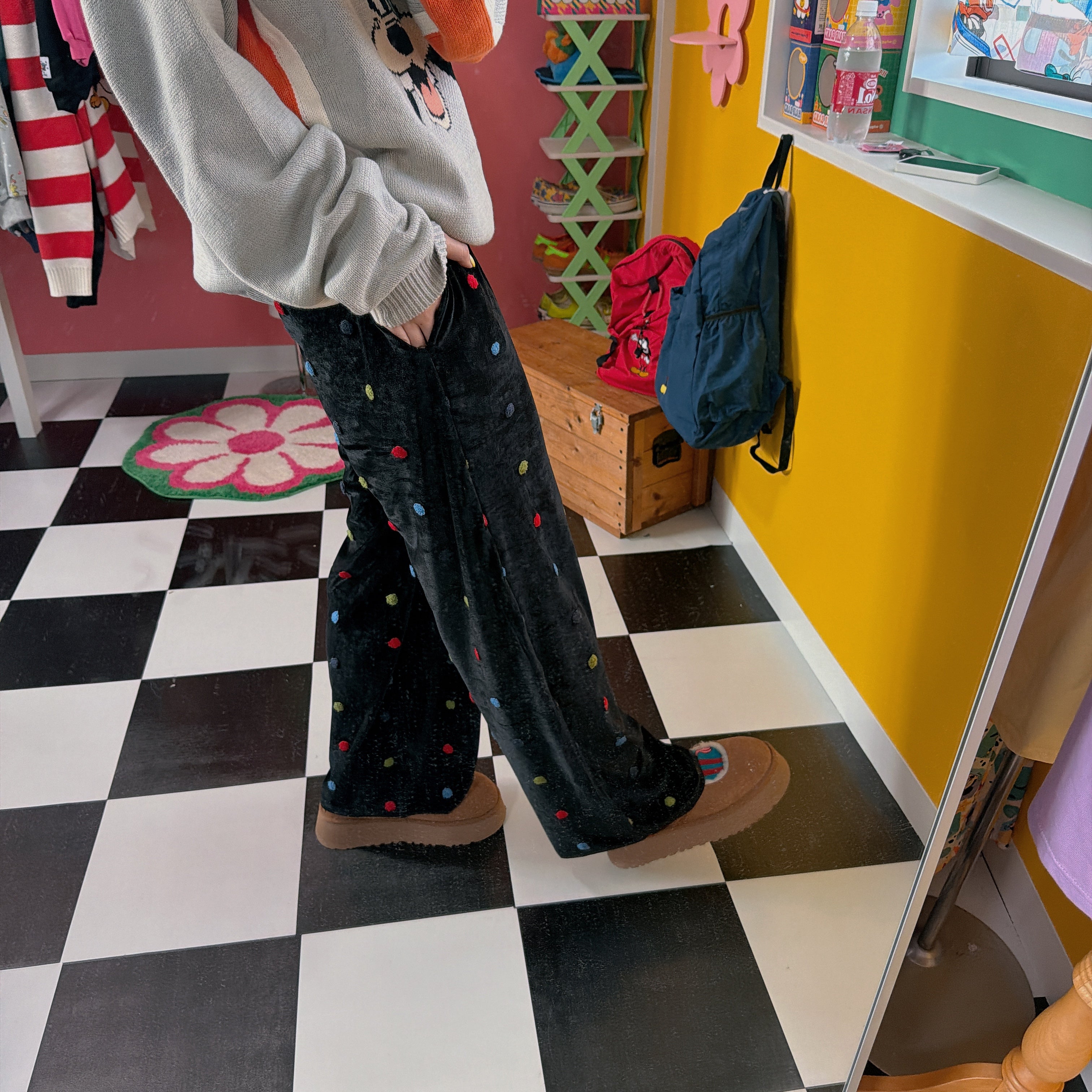 ※予約※ポンポンベロアパンツ 11月下旬〜12月上旬のお届け予定