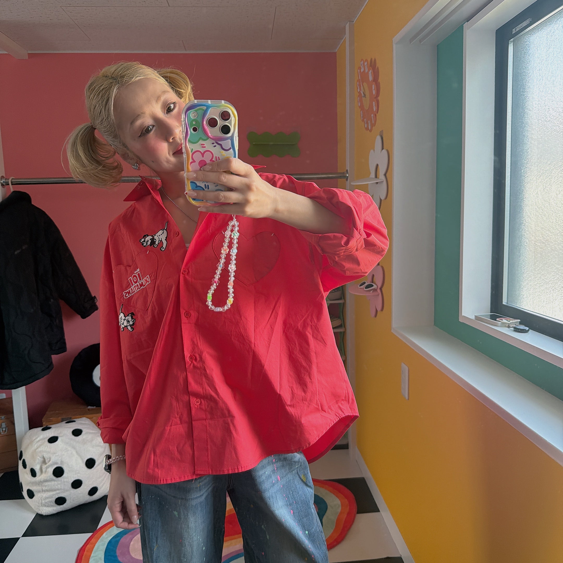 ※予約※3色 101DALMATIAN刺繍ハートポケットシャツ 5月中の出荷予定