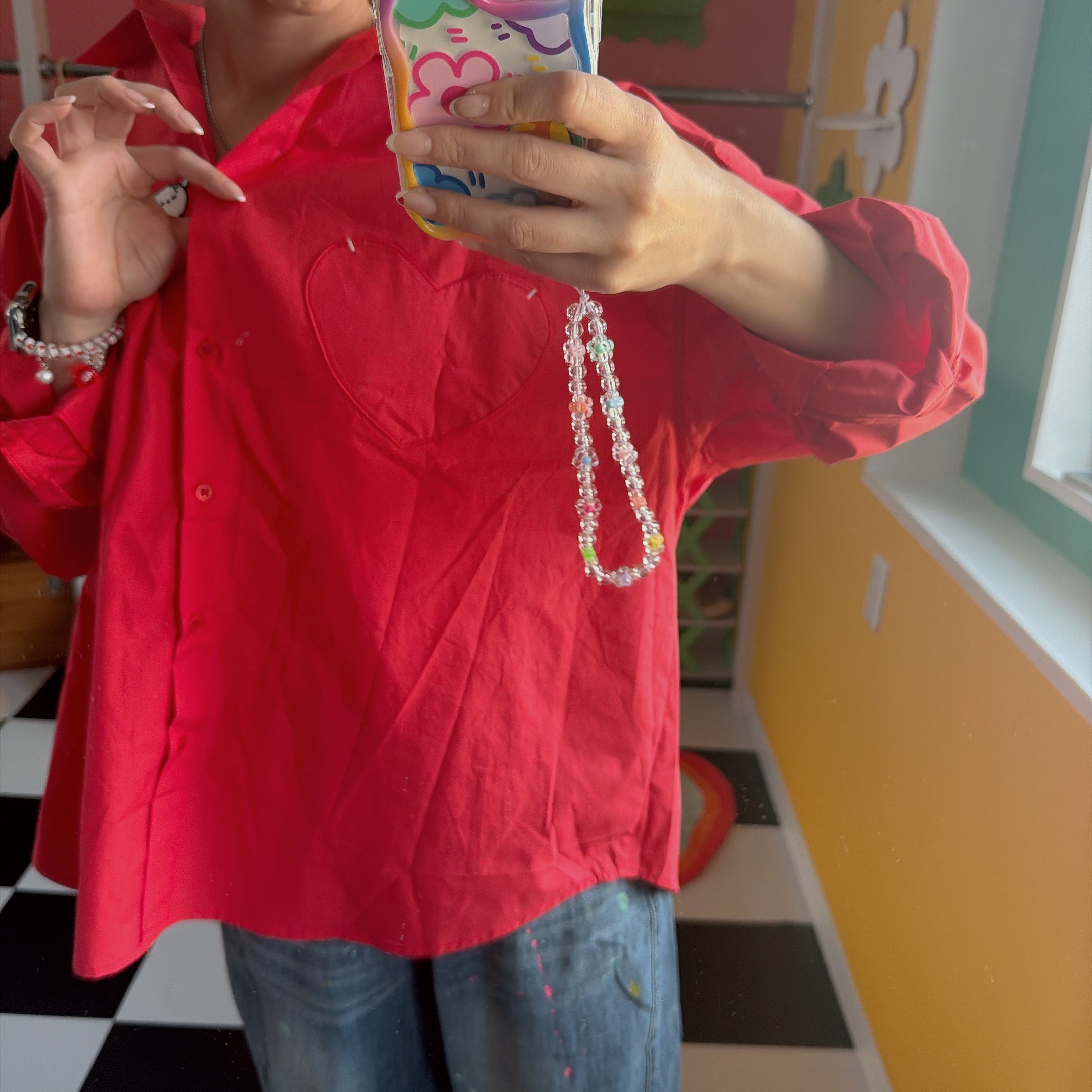 ※予約※3色 101DALMATIAN刺繍ハートポケットシャツ 5月中の出荷予定