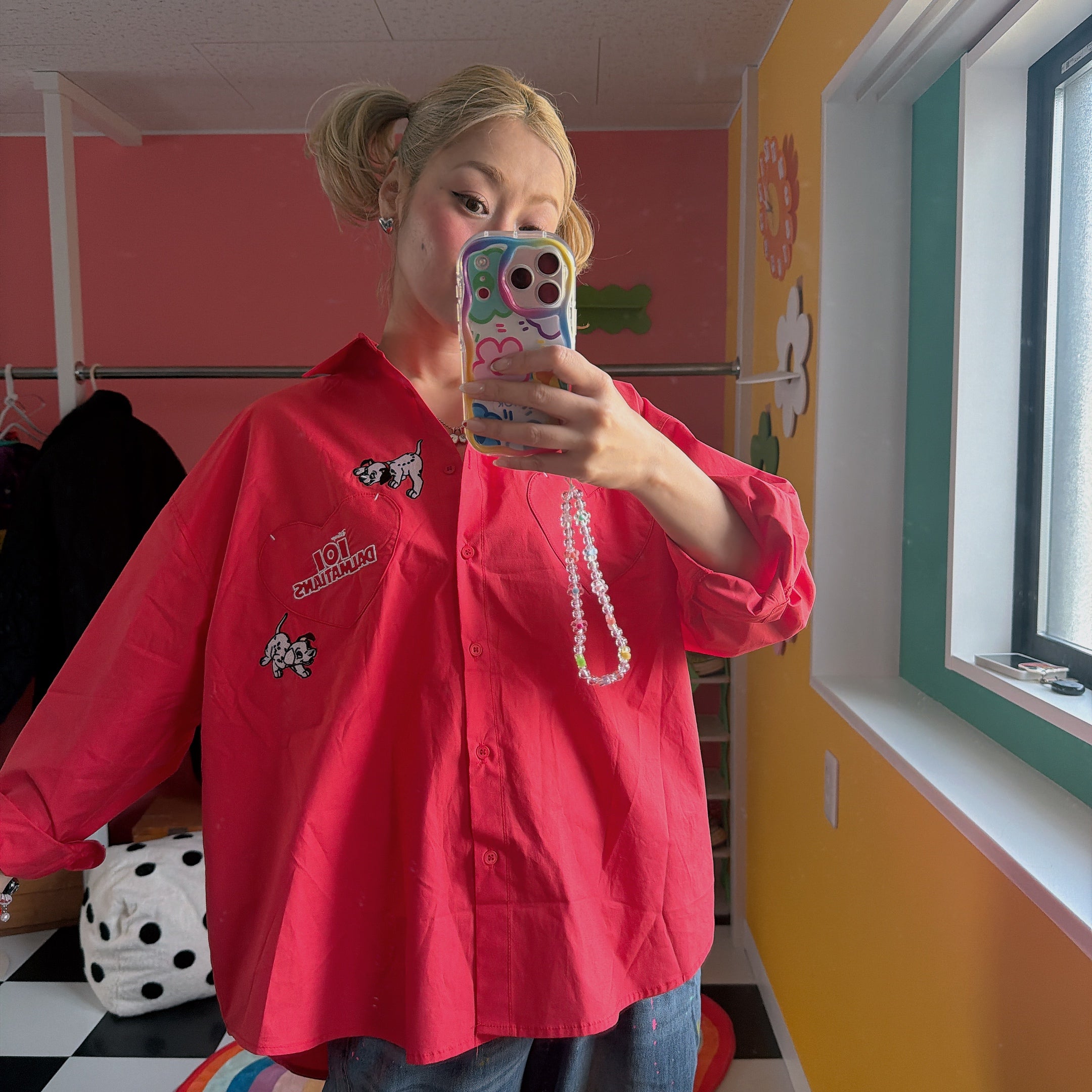 ※予約※3色 101DALMATIAN刺繍ハートポケットシャツ 5月中の出荷予定