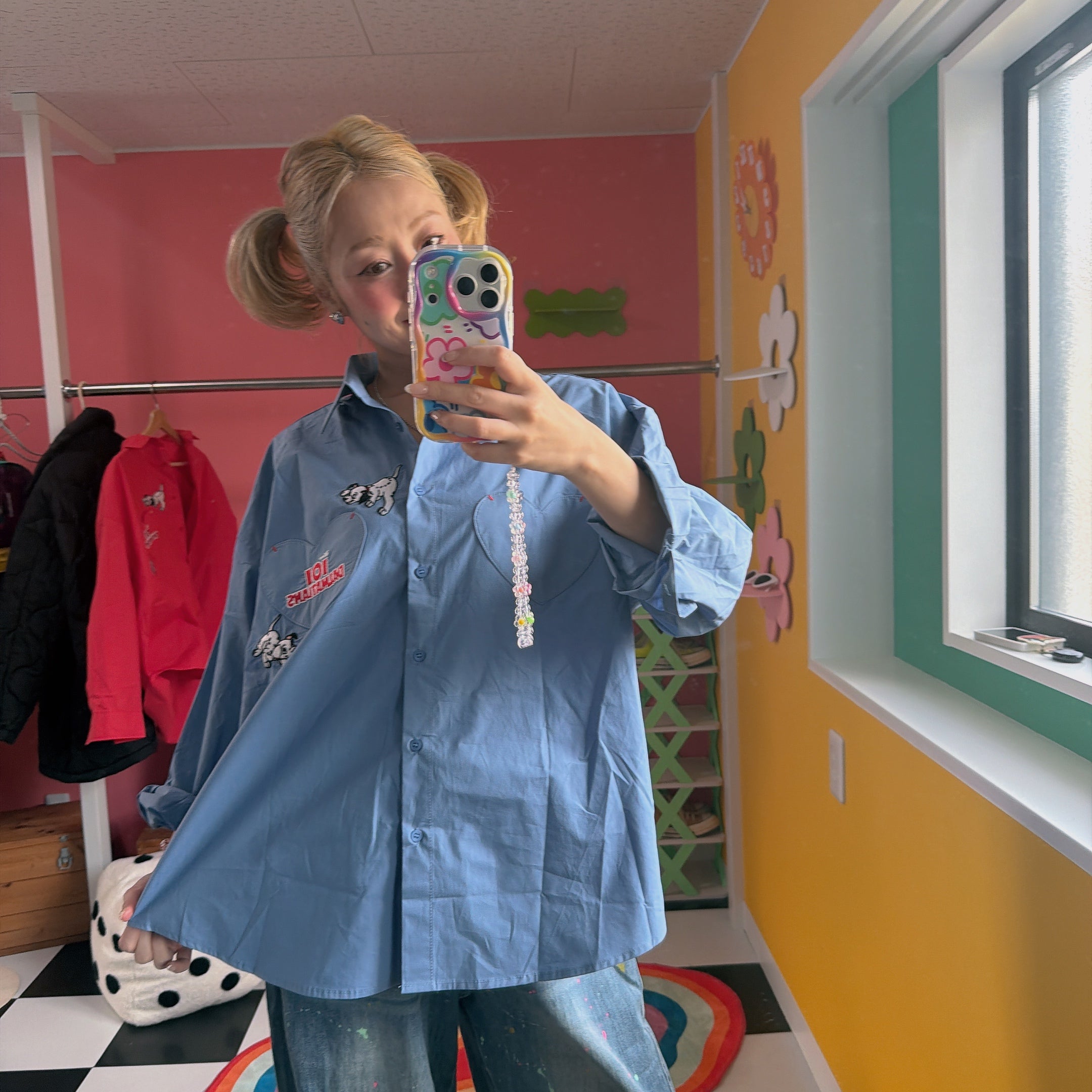 ※予約※3色 101DALMATIAN刺繍ハートポケットシャツ 5月中の出荷予定