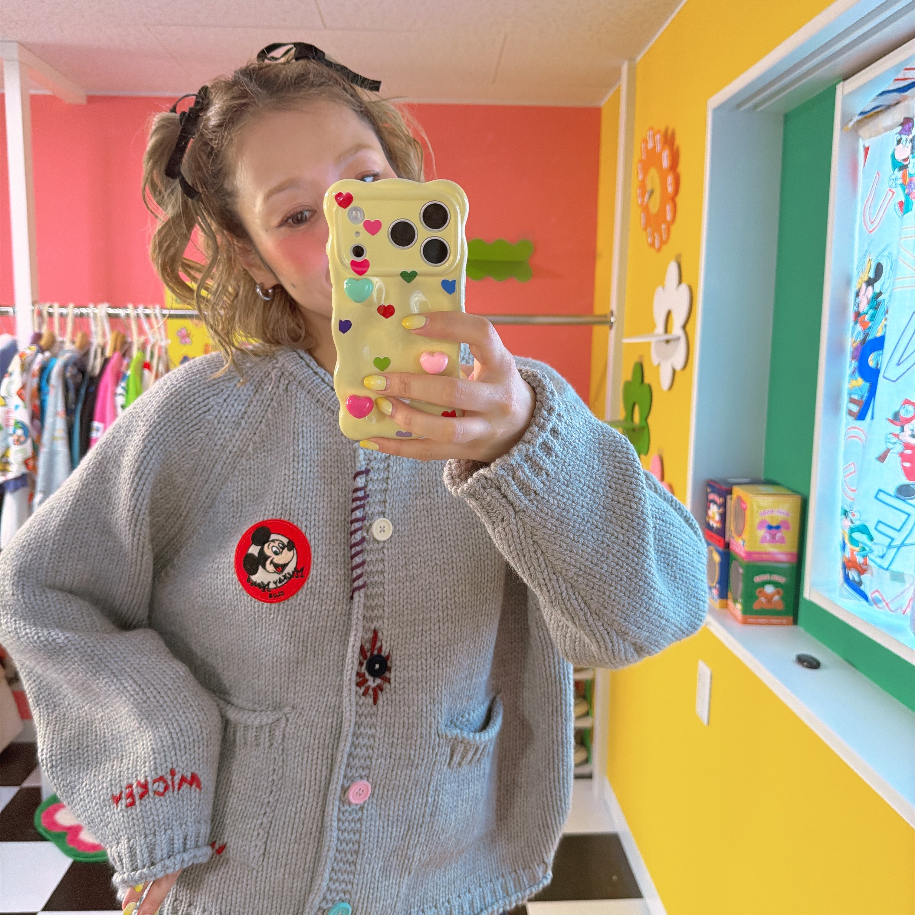 ※予約※2色 ミッキーハンドメイドニット 12月中の出荷予定