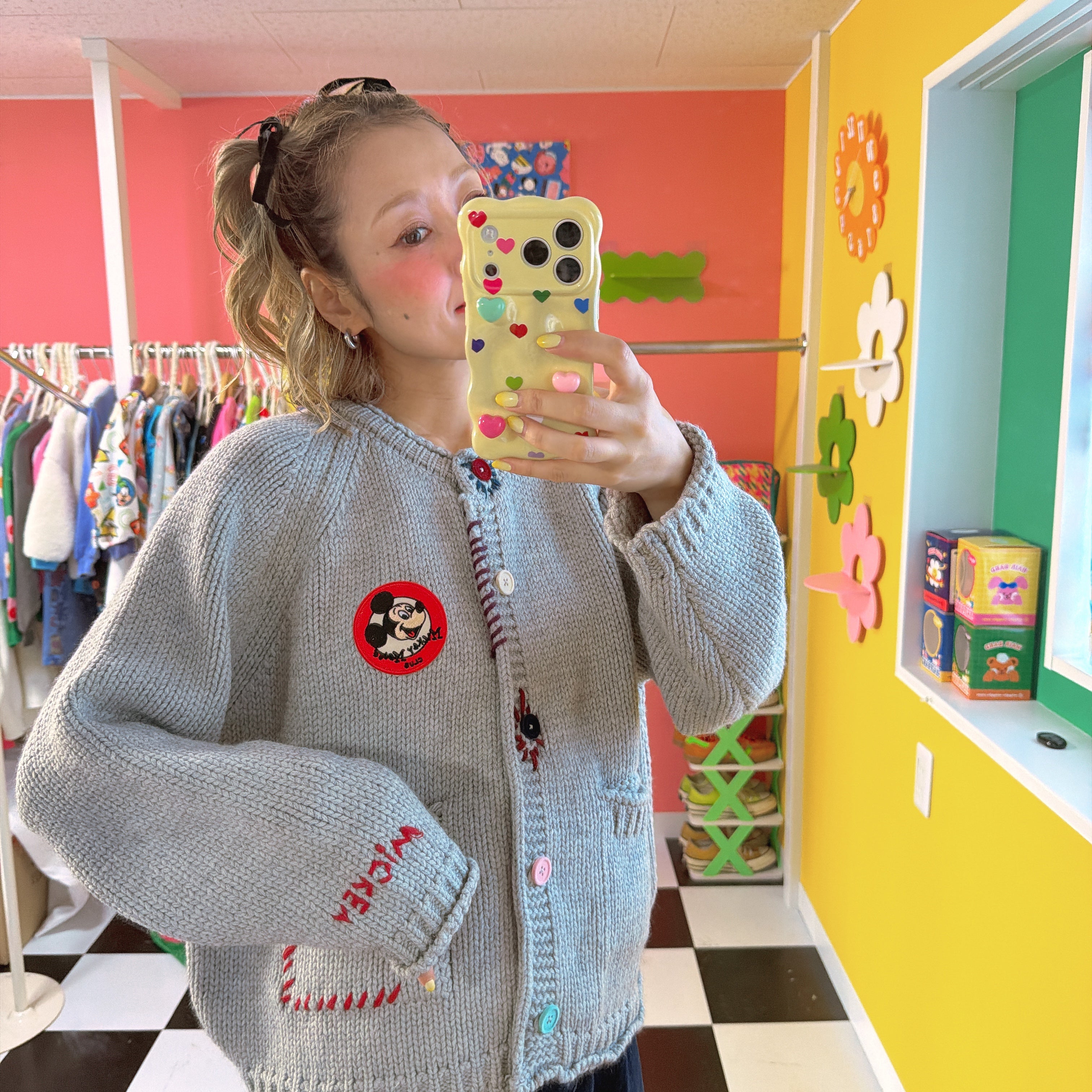 ※予約※2色 ミッキーハンドメイドニット 12月中の出荷予定