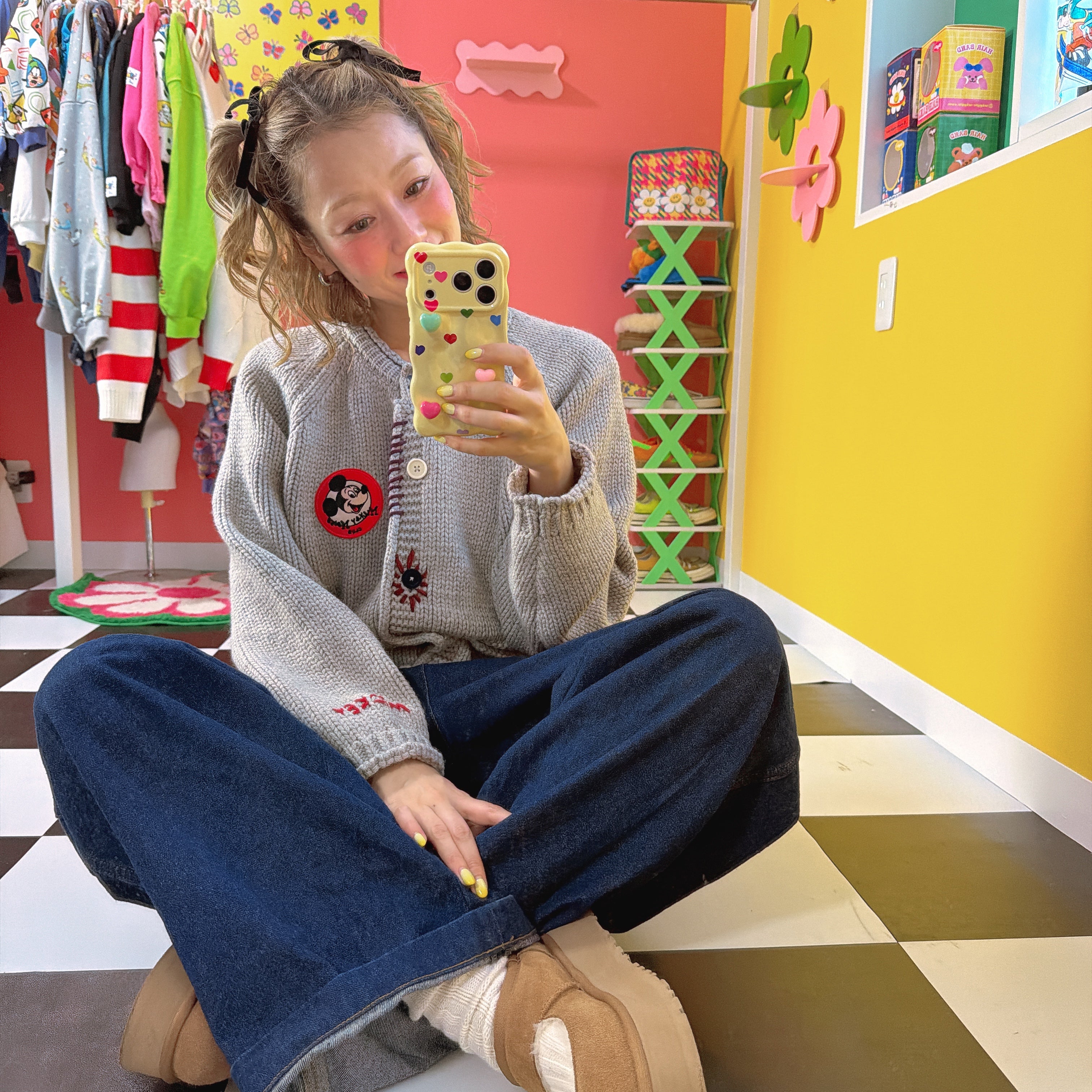 ※予約※2色 ミッキーハンドメイドニット 12月中の出荷予定