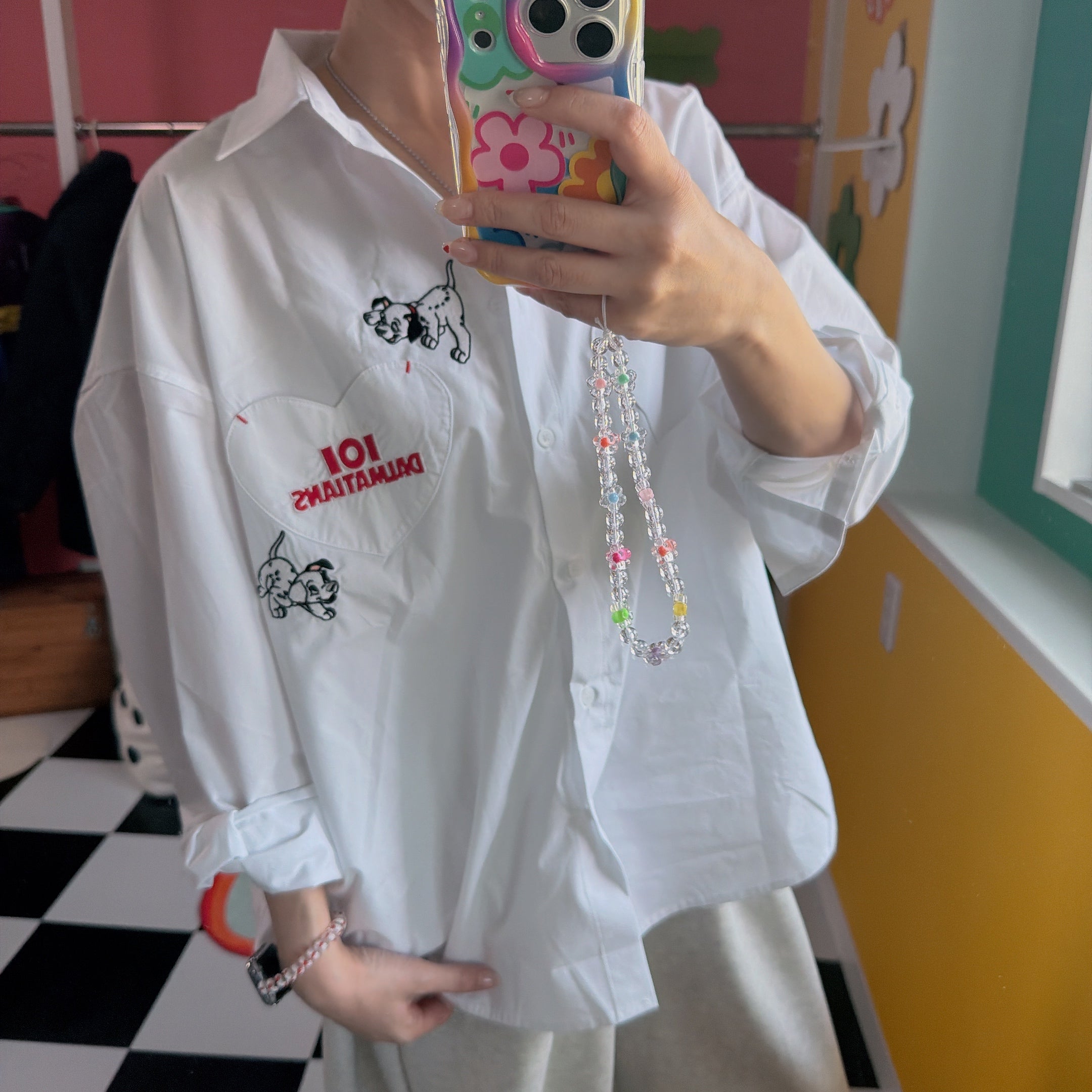 ※予約※3色 101DALMATIAN刺繍ハートポケットシャツ 5月中の出荷予定