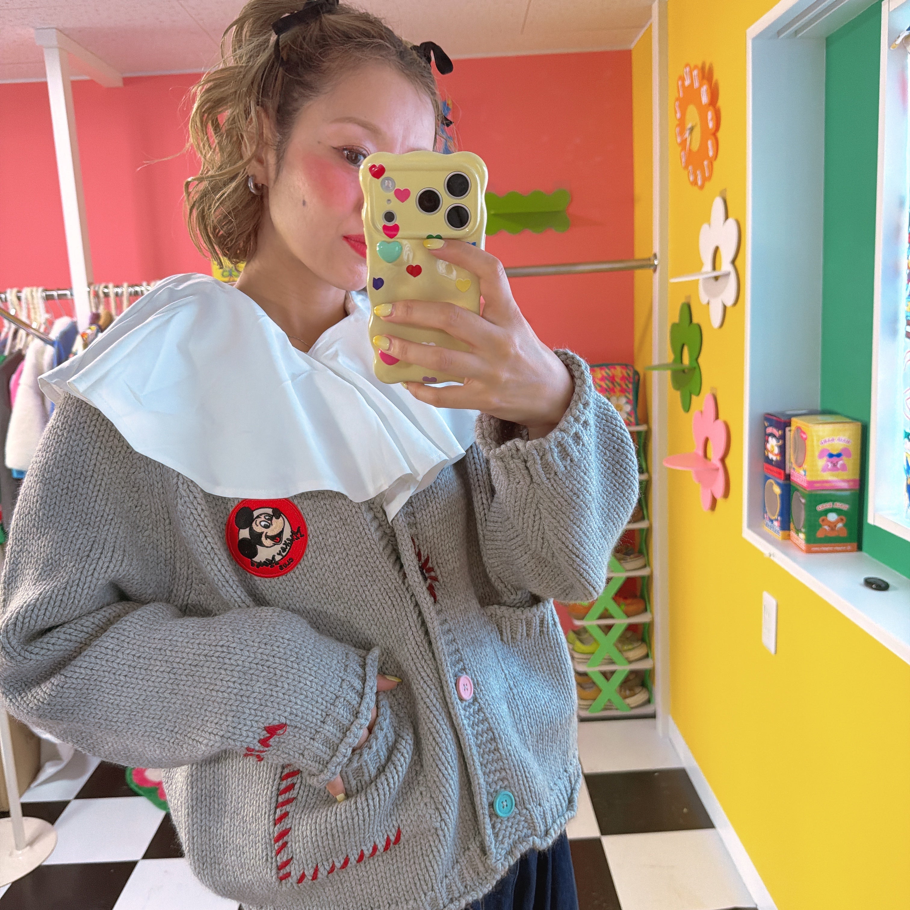 ※予約※2色 ミッキーハンドメイドニット 12月中の出荷予定