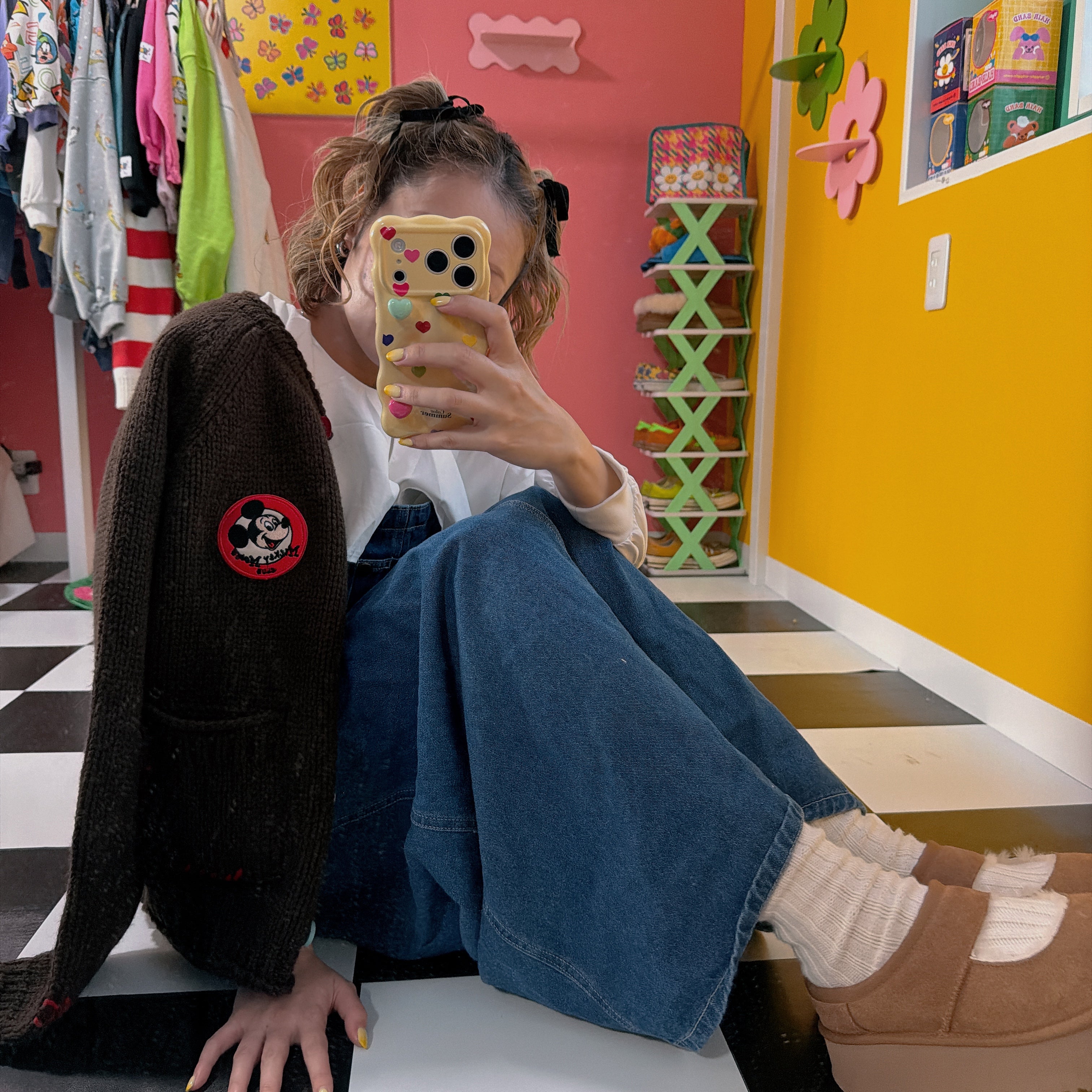 ※予約※2色 ミッキーハンドメイドニット 12月中の出荷予定