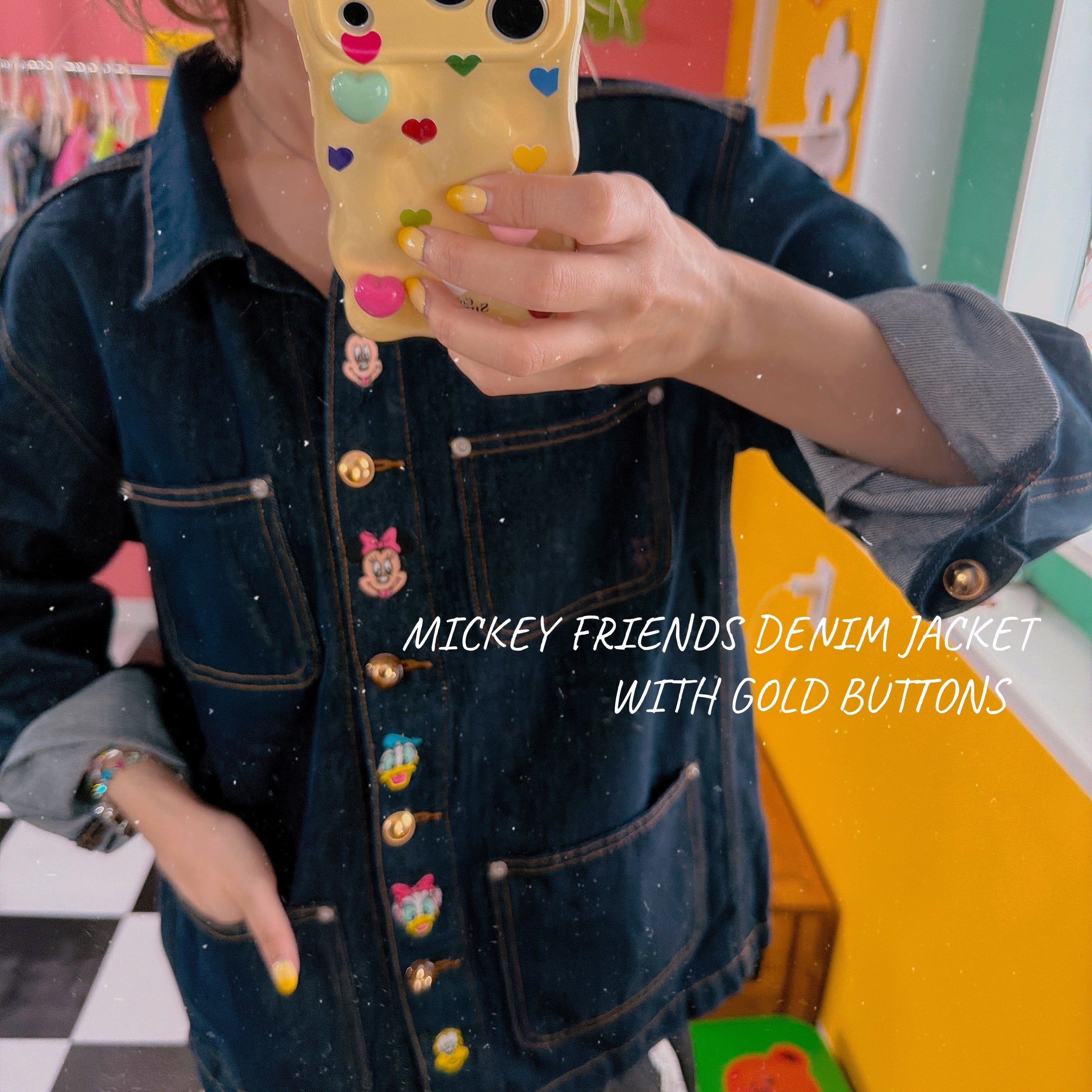 ※予約※ミッキーフレンズ刺繍ゴールドボタンデニムジャケット 12月下旬〜1月上旬の出荷予定