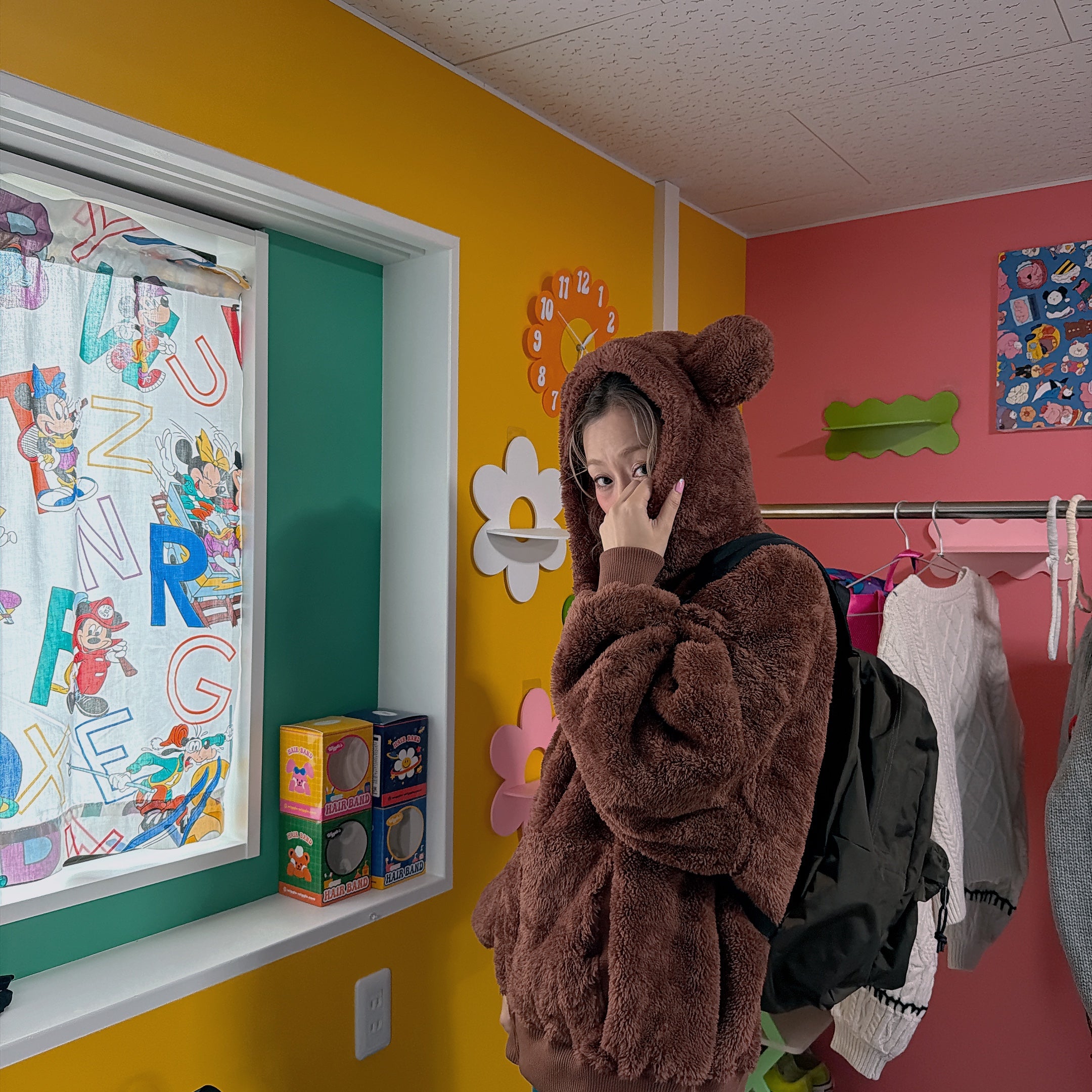 ※予約※2色⭐︎シーズナル限定⭐︎ミッキーミニー刺繍耳付きボアパーカー 12月下旬〜1月上旬お届け予定