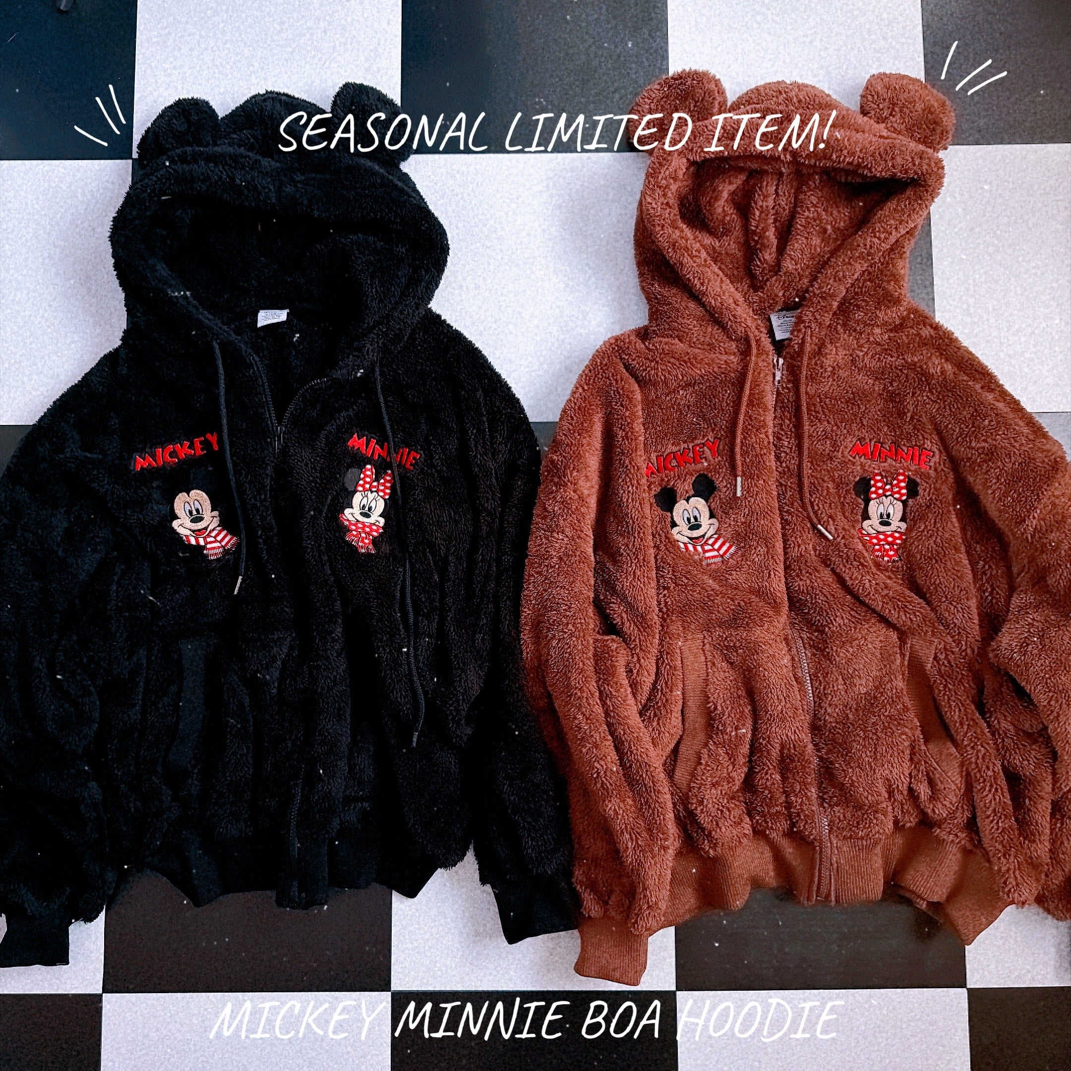 予約※2色⭐︎シーズナル限定⭐︎ミッキーミニー刺繍耳付きボアパーカー 12