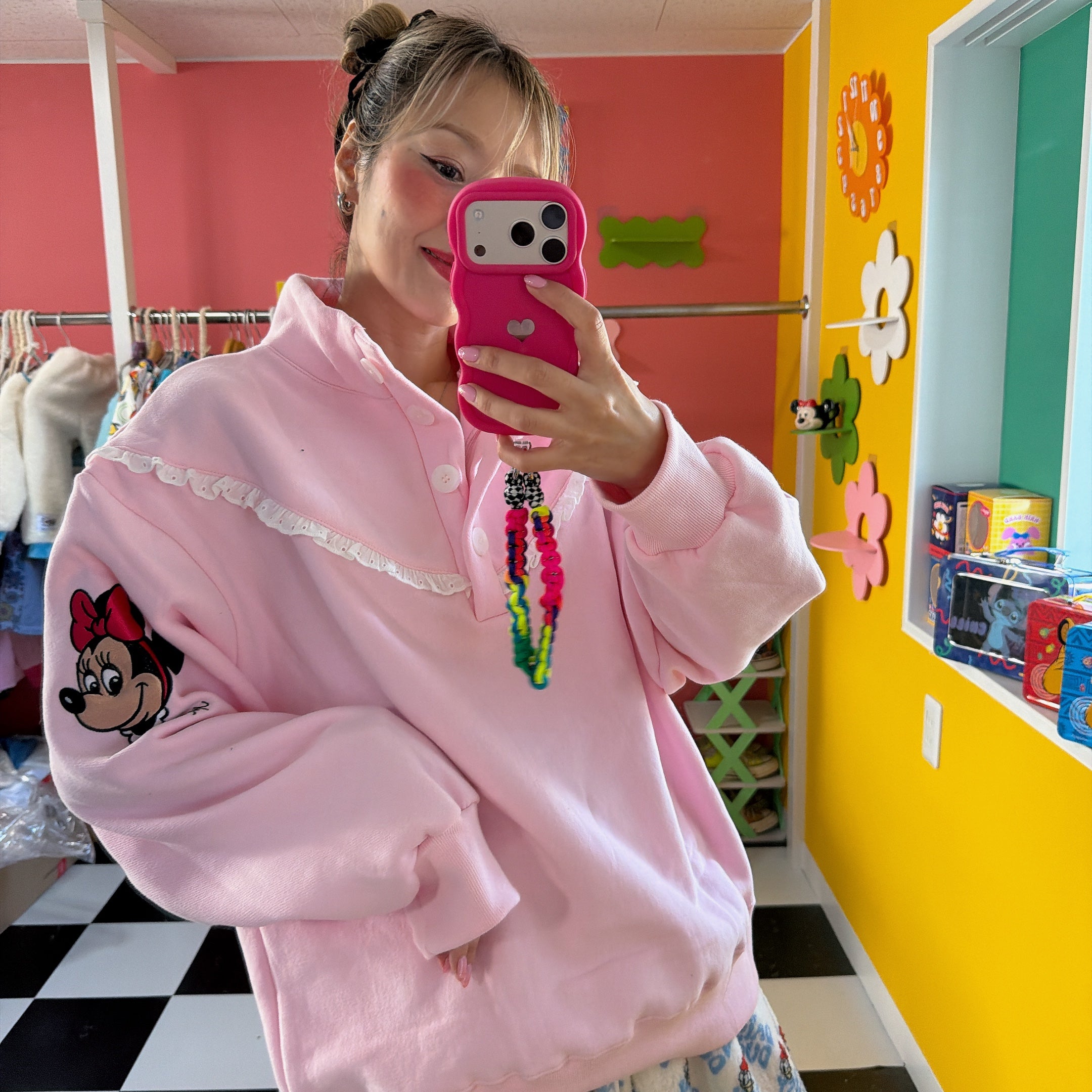 ※予約※2色 レースミニー刺繍ハーフボタンスウェット 12月中の出荷予定