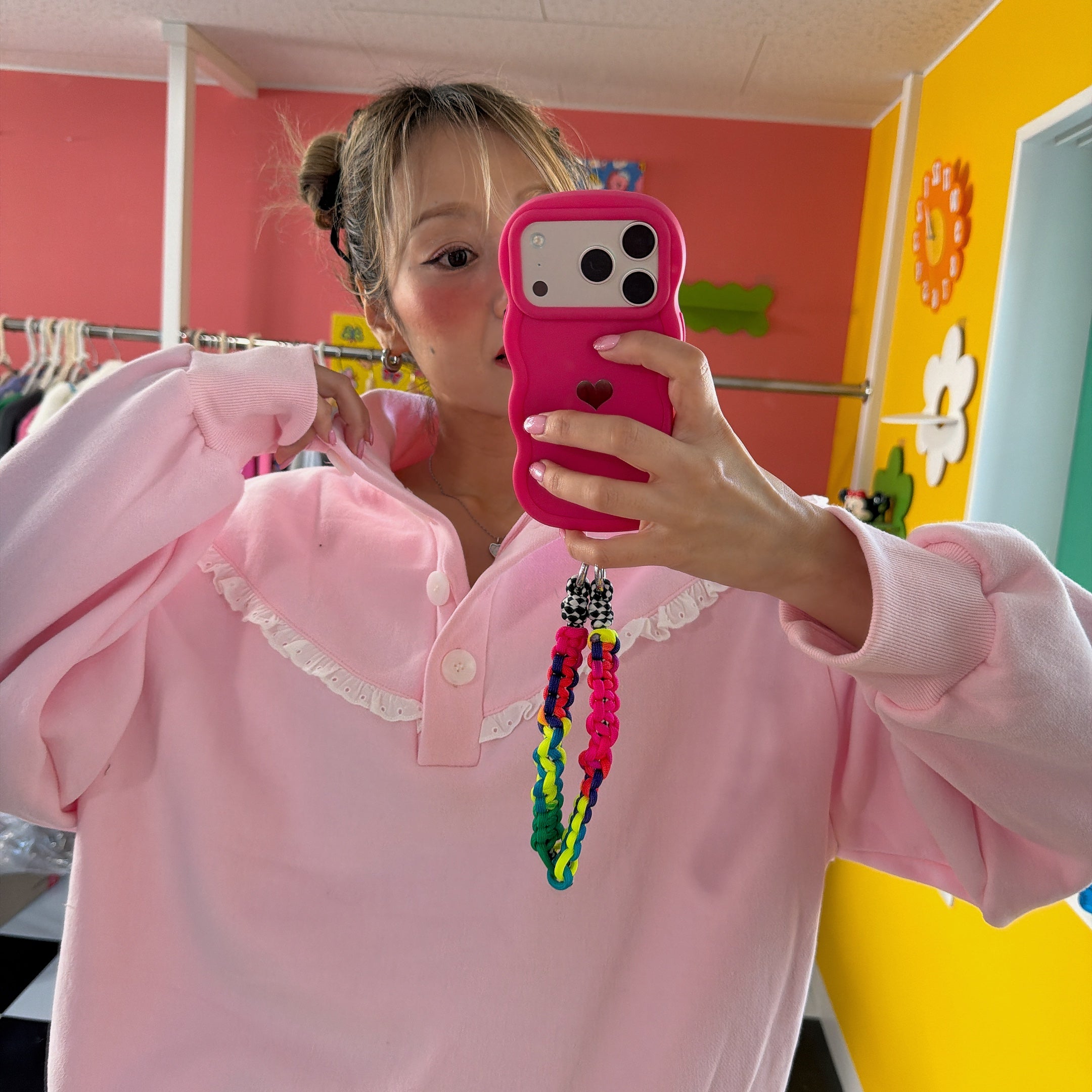 ※予約※2色 レースミニー刺繍ハーフボタンスウェット 12月中の出荷予定